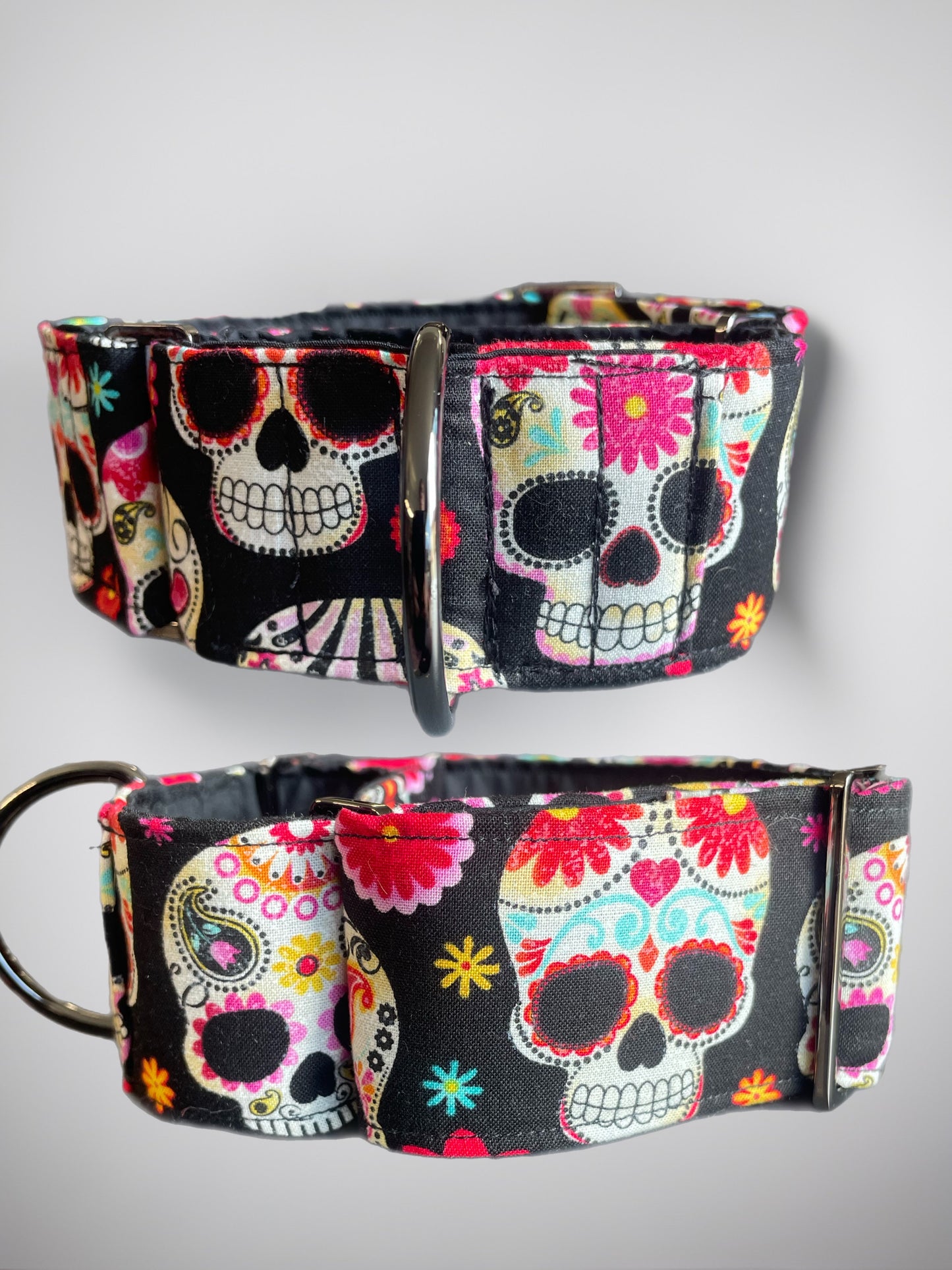 Sugar skulls Martingale collar greyhound 5cms super soft cotton fabric