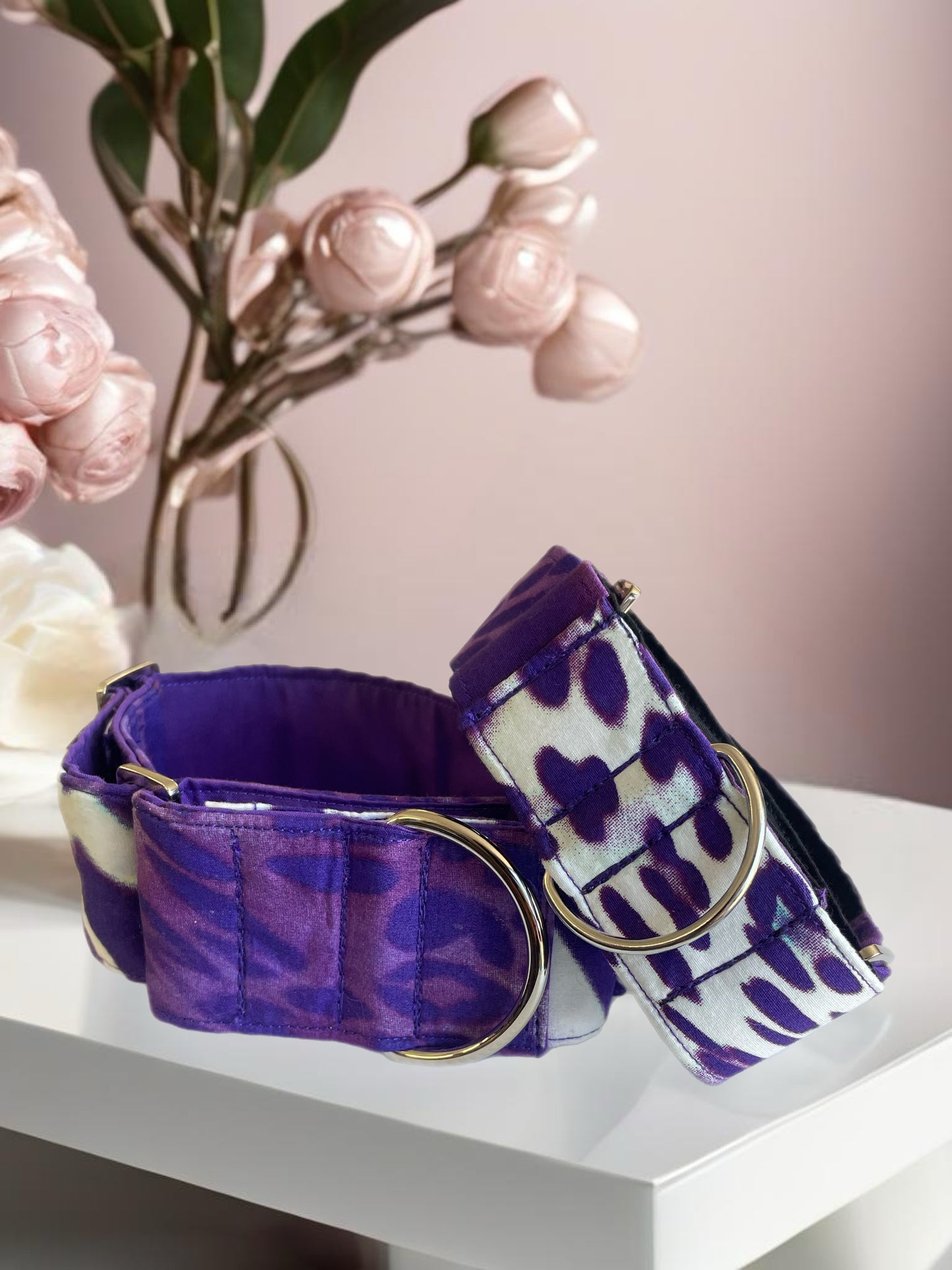 Rich purple designs greyhound Martingale collar cotton covered