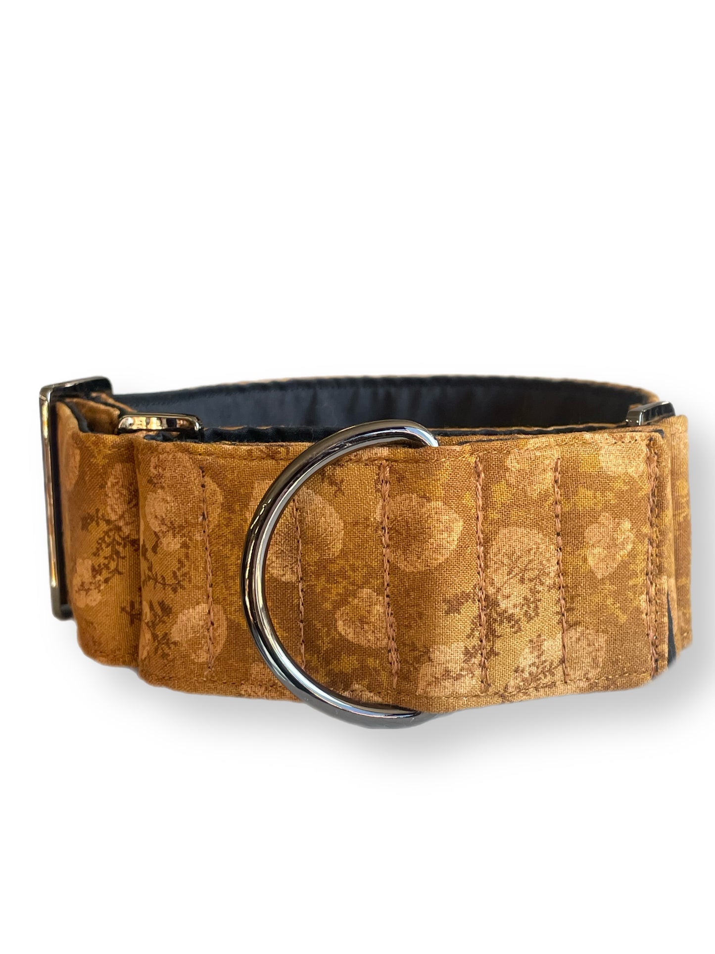 Tan leaves design cotton covered greyhound Martingale collar 50mm width