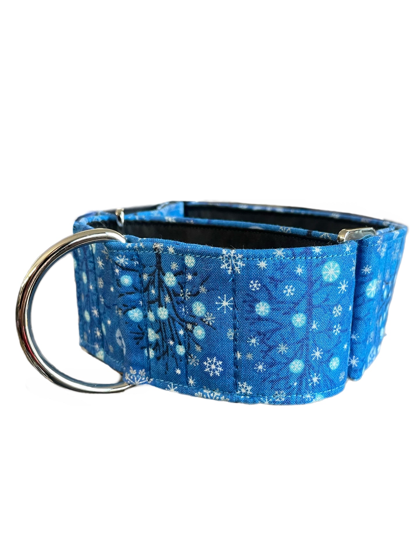 Blue Christmas spirit Cotton covered greyhound Martingale collar 50mm width super soft