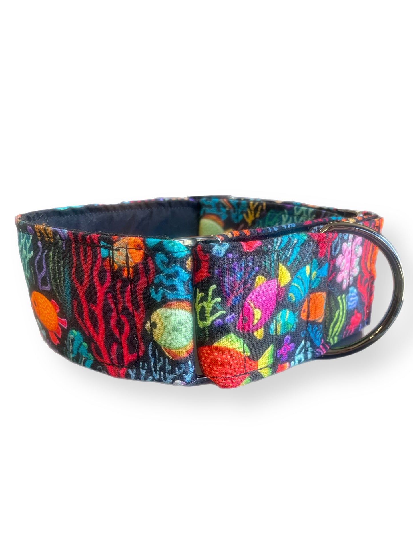 Tropical fish life Greyhound Martingale collar colorful coral cotton covered width super soft