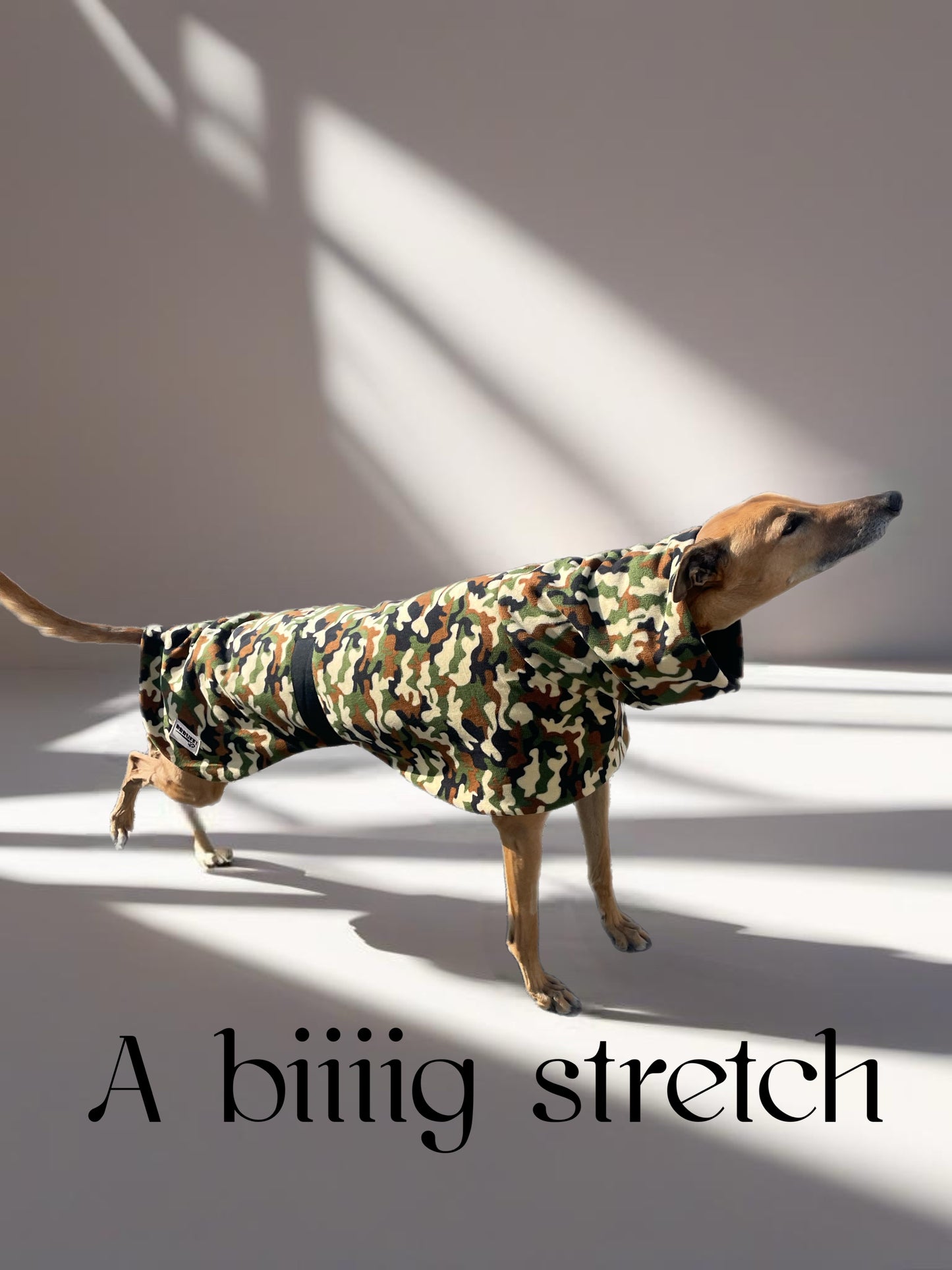 Cammo green print deluxe style greyhound coat camouflage double polar fleece washable