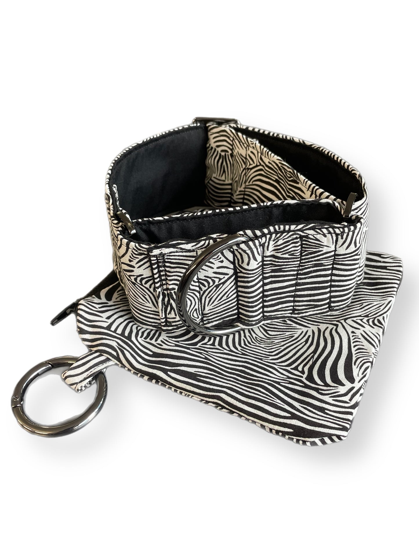 Zebra print b&w greyhound wide Martingale collar cotton covered super soft
