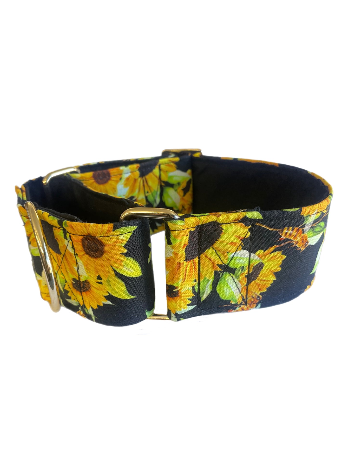 Stunning Sunflowers and bees on black Martingale collar greyhound collar cotton super soft fabric