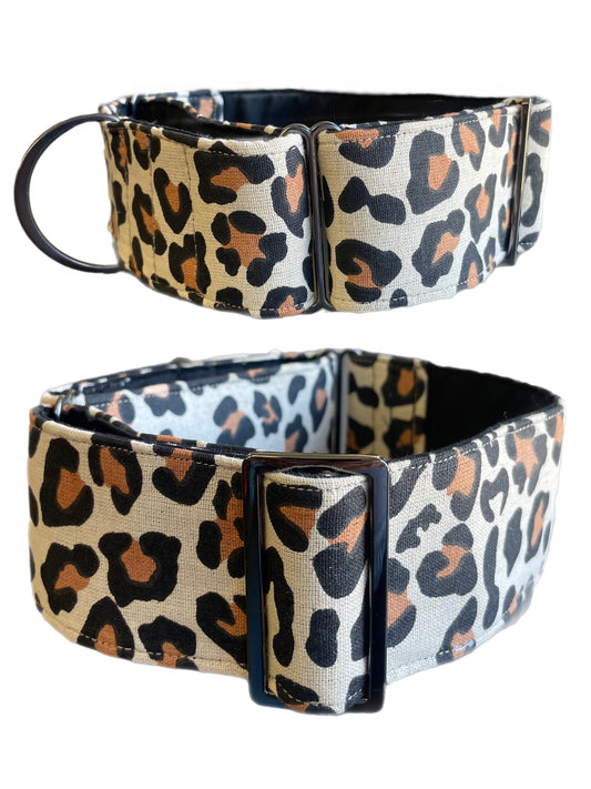 Summer Leopard design Cotton covered greyhound Martingale collar 50mm width super soft