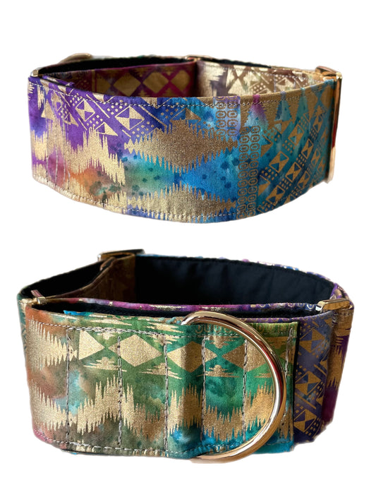 Gold shimmer Cotton covered greyhound Martingale collar 50mm width super soft