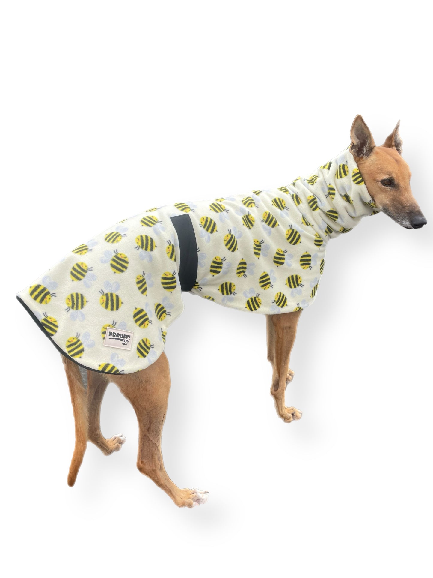 Bee happy in soft yellow greyhound coat rug thick polar fleece washable extra wide neck hoodie