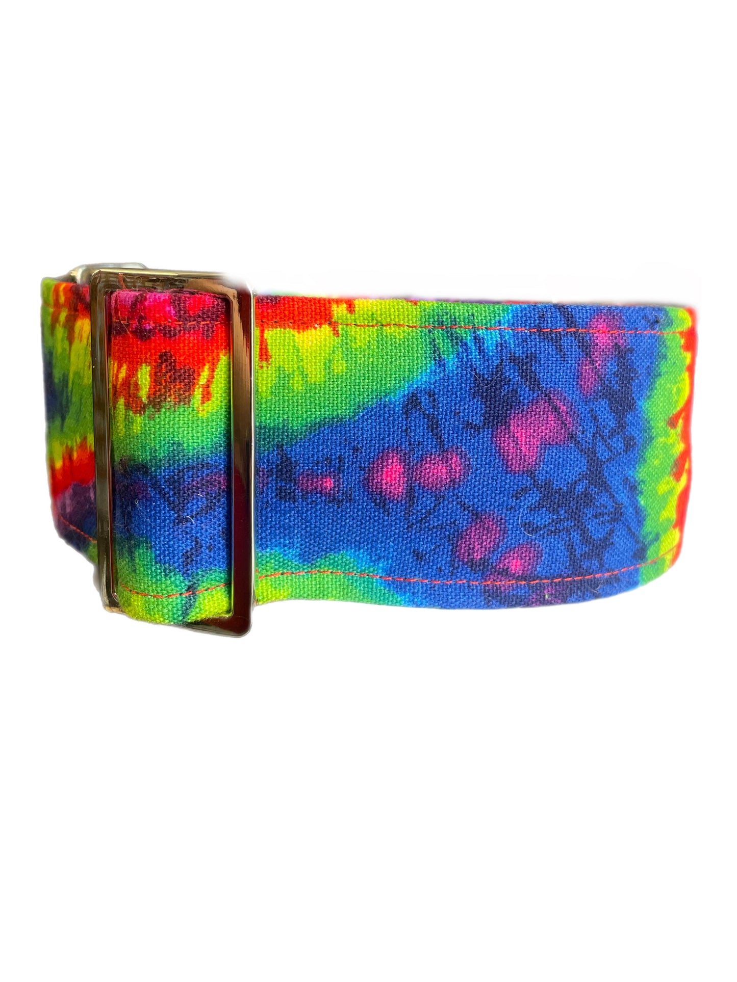 Retro tie dye Wide Martingale collar sturdy cotton 50mm width