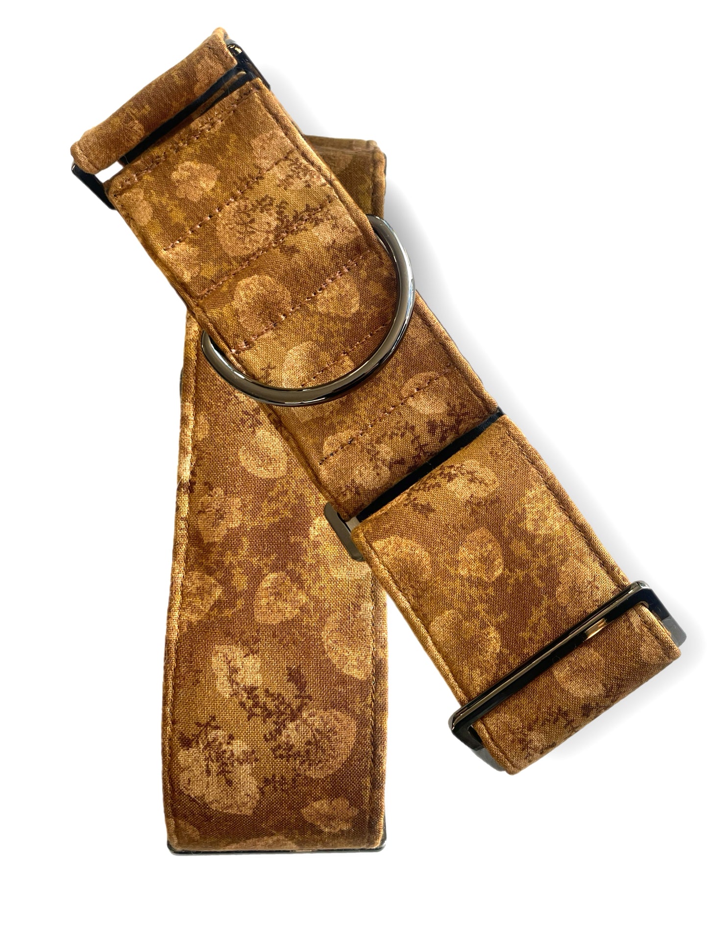 Tan leaves design cotton covered greyhound Martingale collar 50mm width