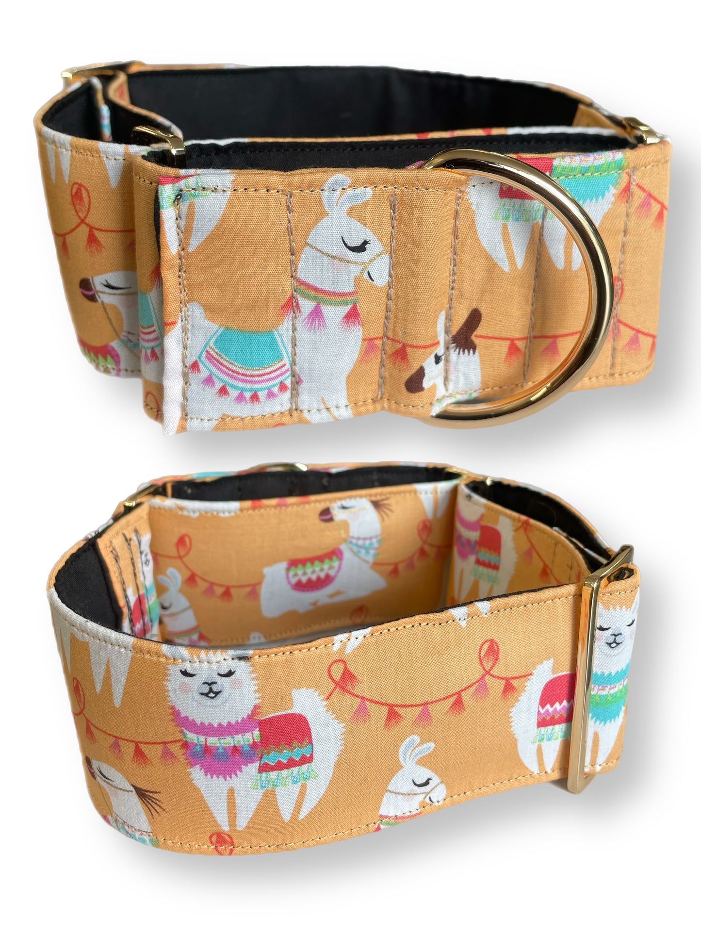 Peachy alpaca llama Wide greyhound Martingale collar 50mm width super soft