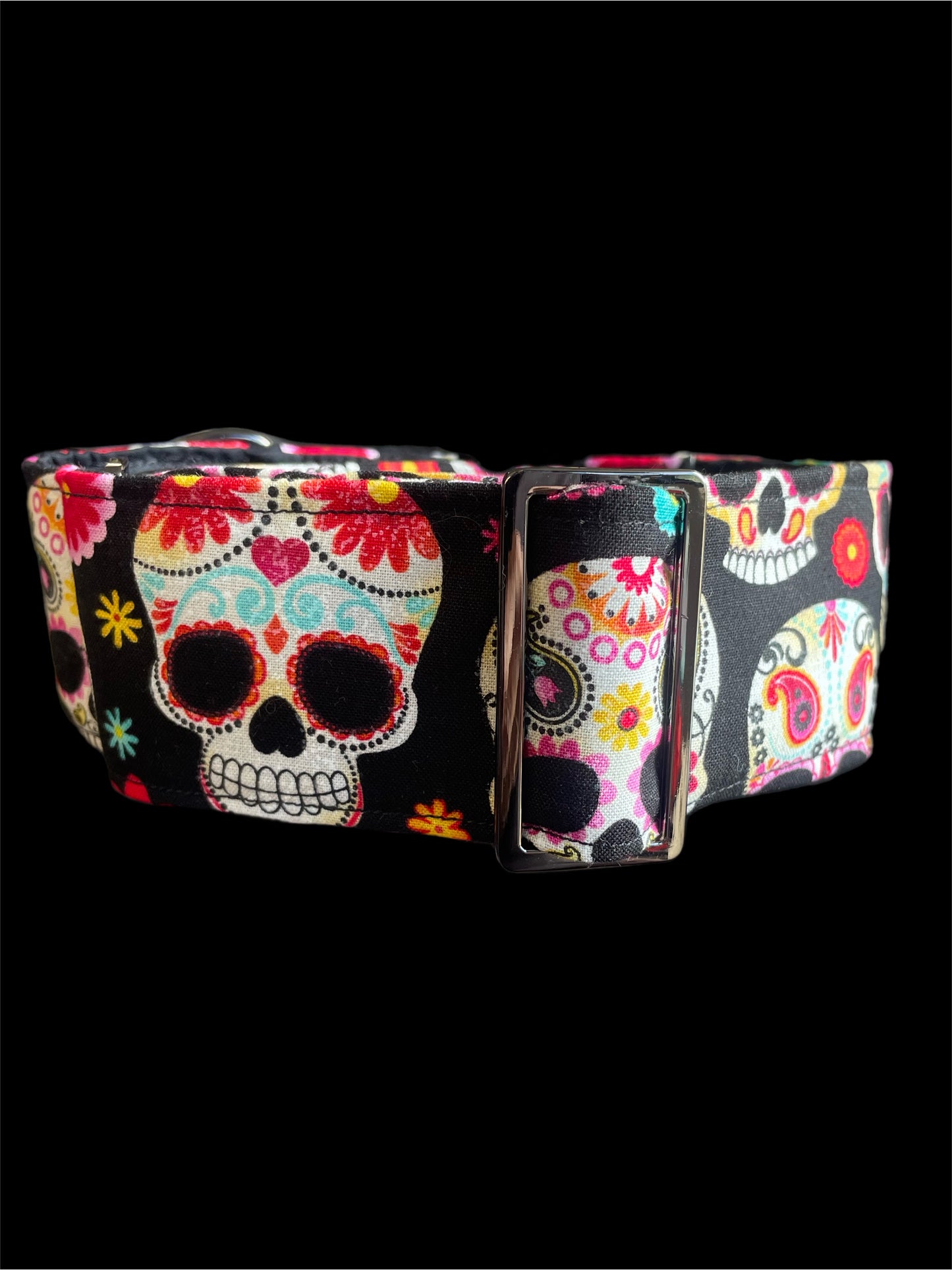 Sugar skulls Martingale collar greyhound 5cms super soft cotton fabric
