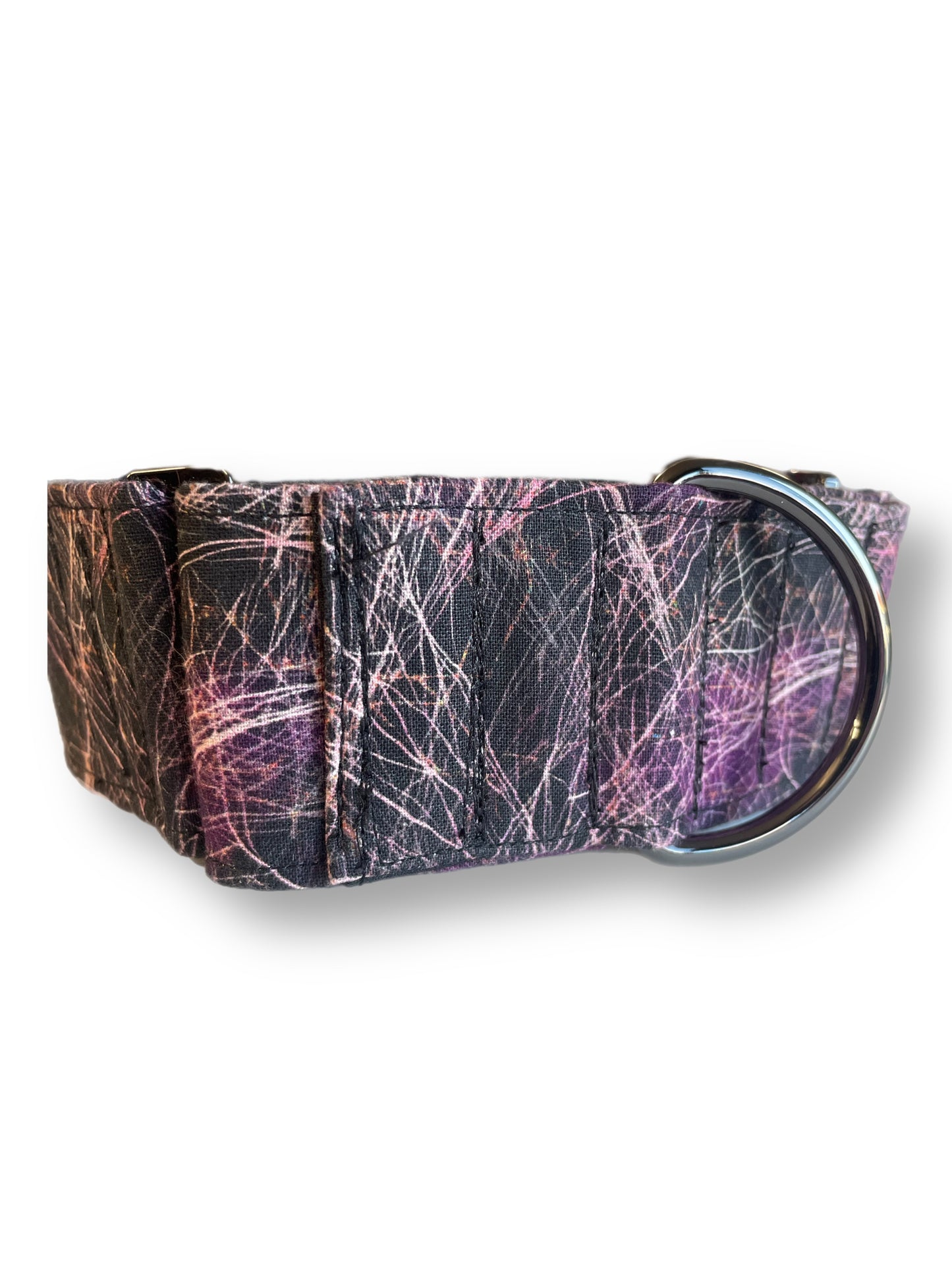 Black abstract design cotton covered greyhound Martingale collar 50mm width