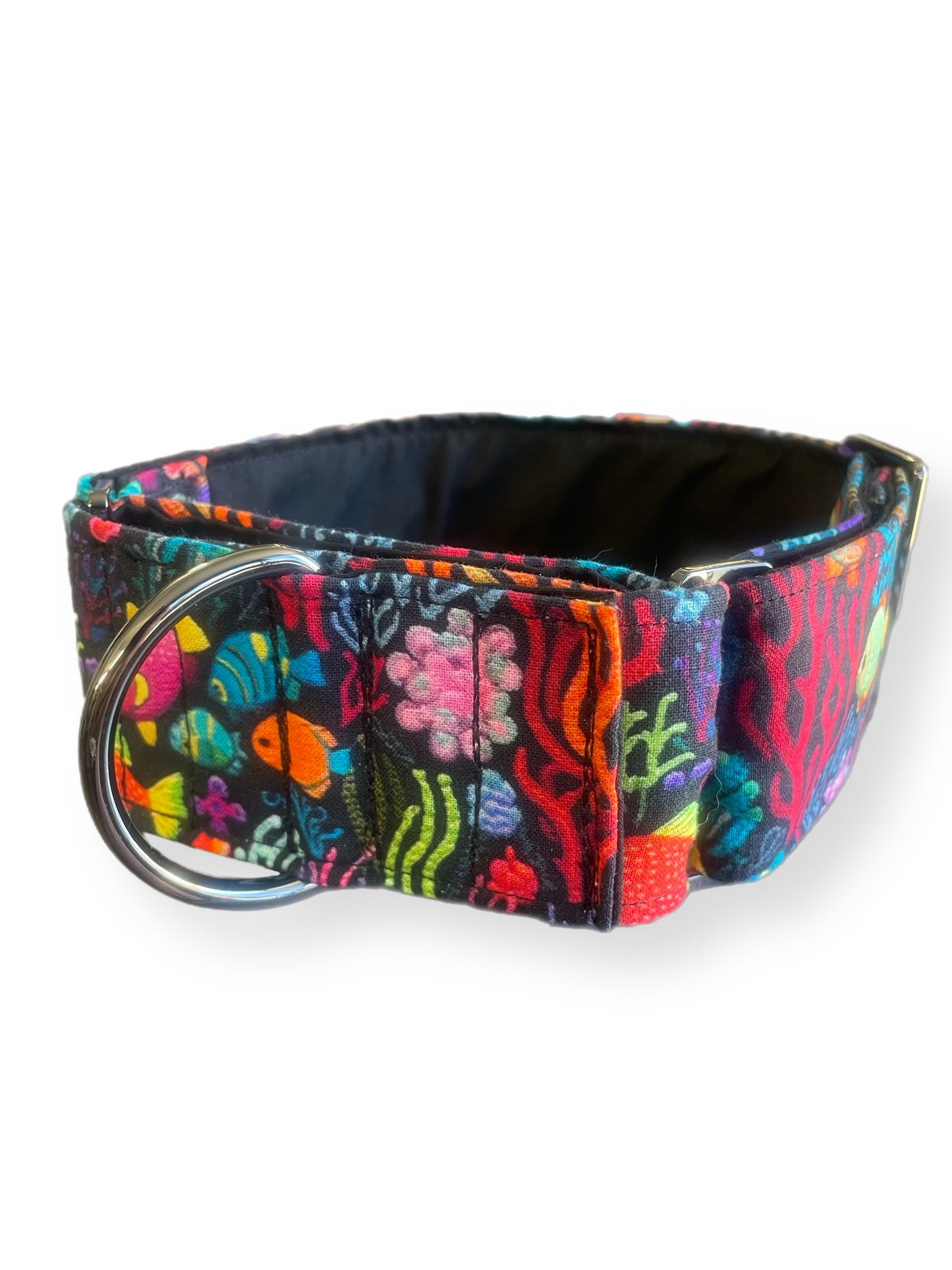Tropical fish life Greyhound Martingale collar colorful coral cotton covered width super soft
