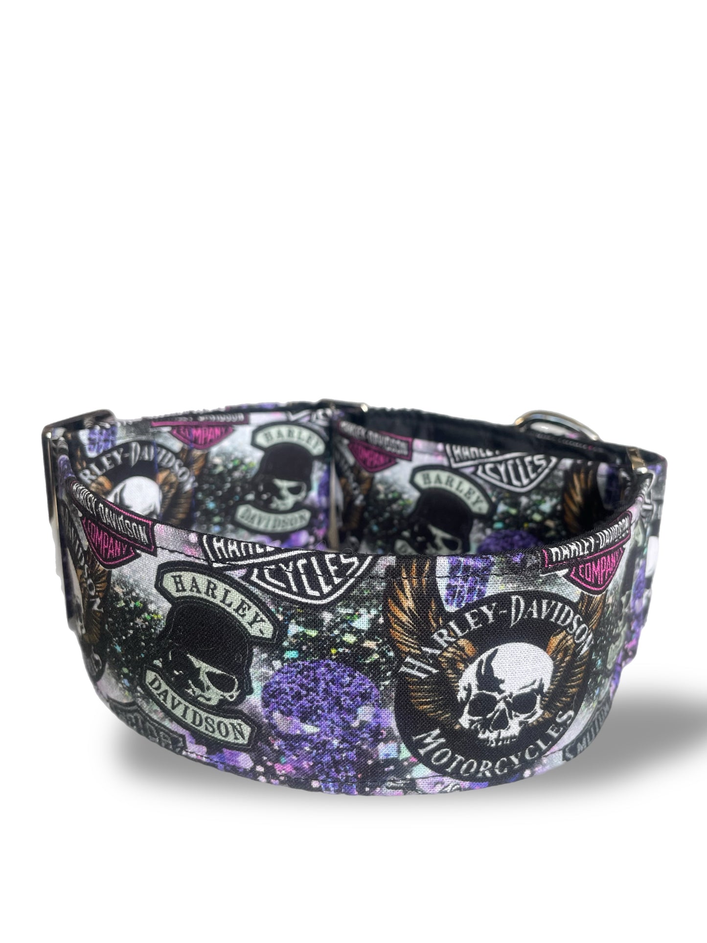 Cotton covered greyhound Martingale collar ‘Harley’ design wide super soft