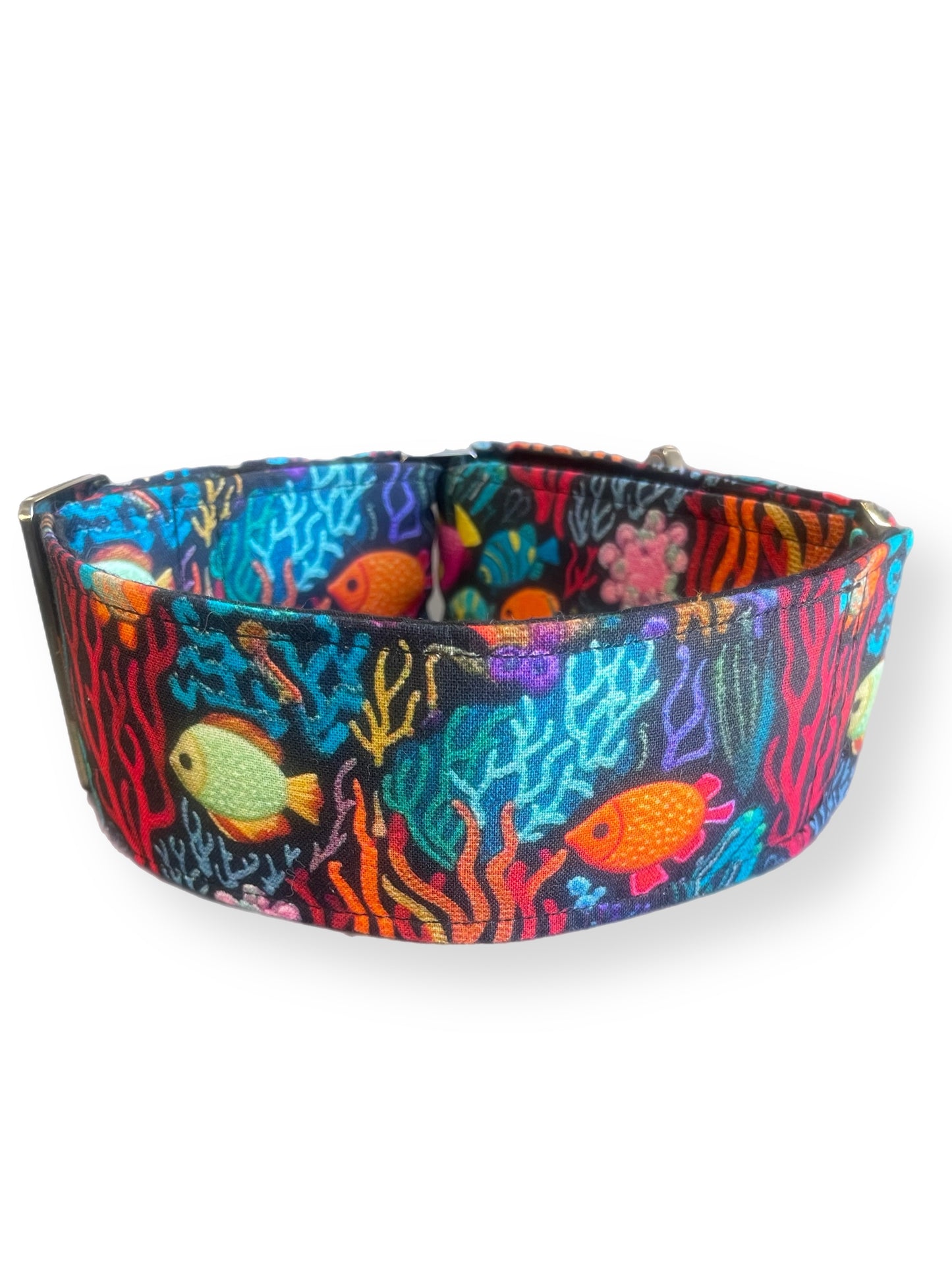 Tropical fish life Greyhound Martingale collar colorful coral cotton covered width super soft