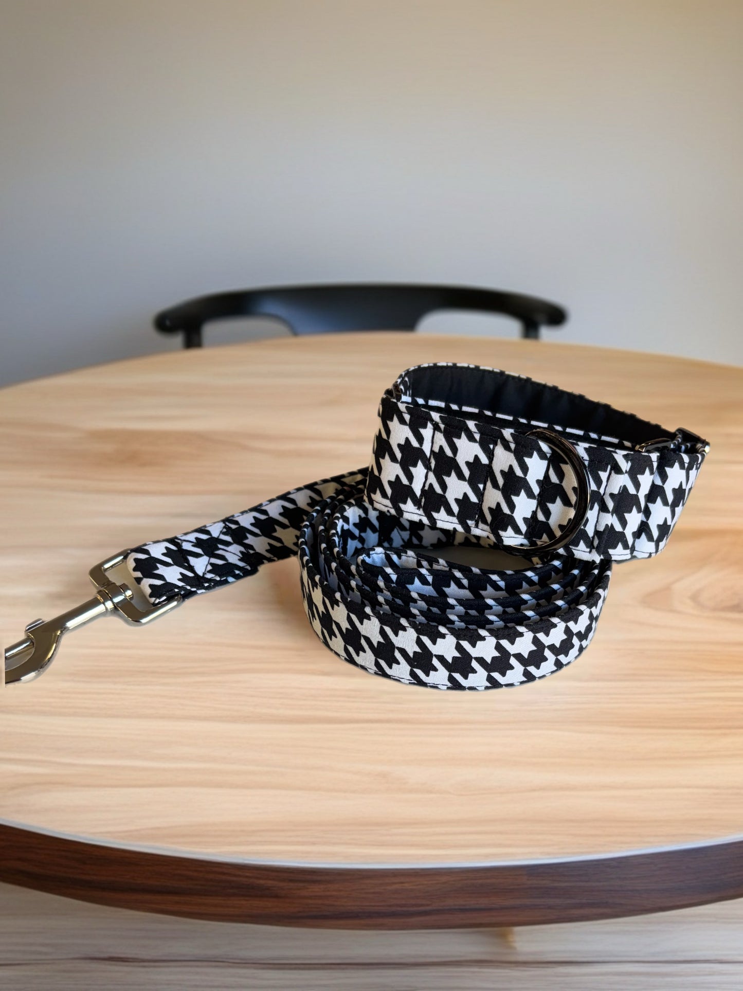 Houndstooth black and white Greyhound Martingale collar cotton covered super soft