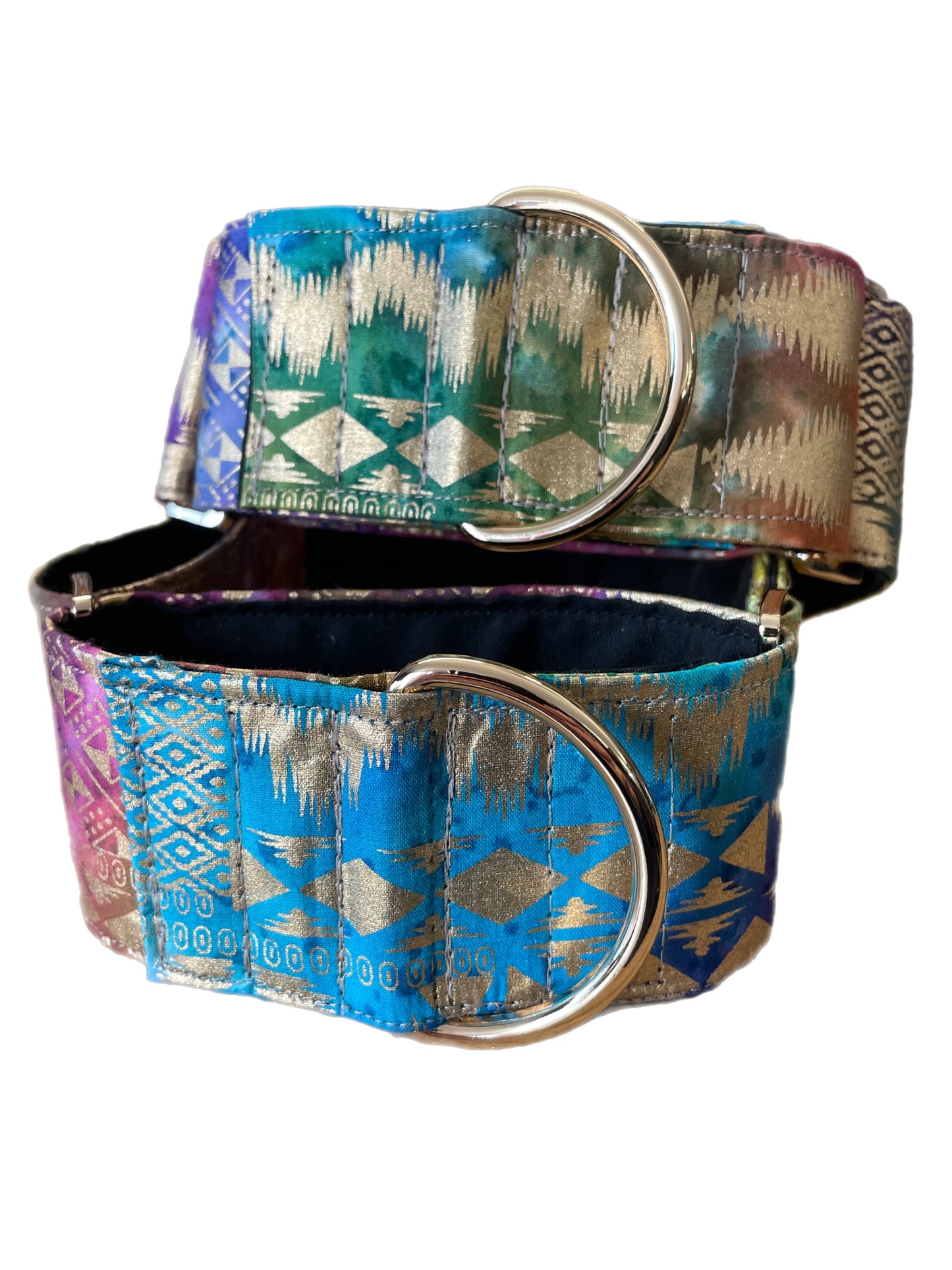 Gold shimmer Cotton covered greyhound Martingale collar 50mm width super soft