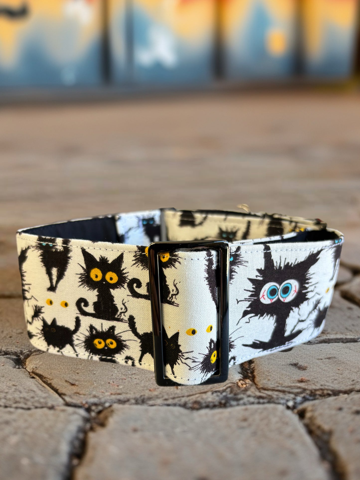 Midnight mischief black cats Martingale collar greyhound collar cotton super soft fabric