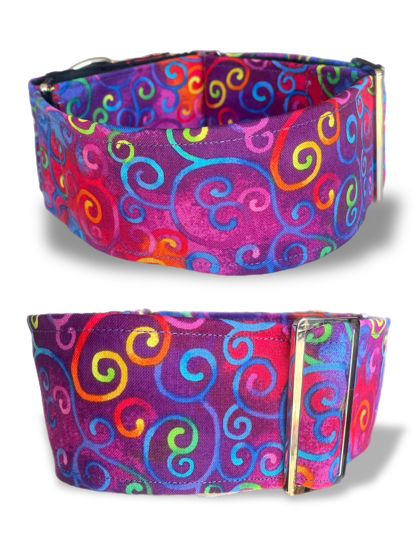 Spiral swirls of color wide Martingale collar cotton covered super soft