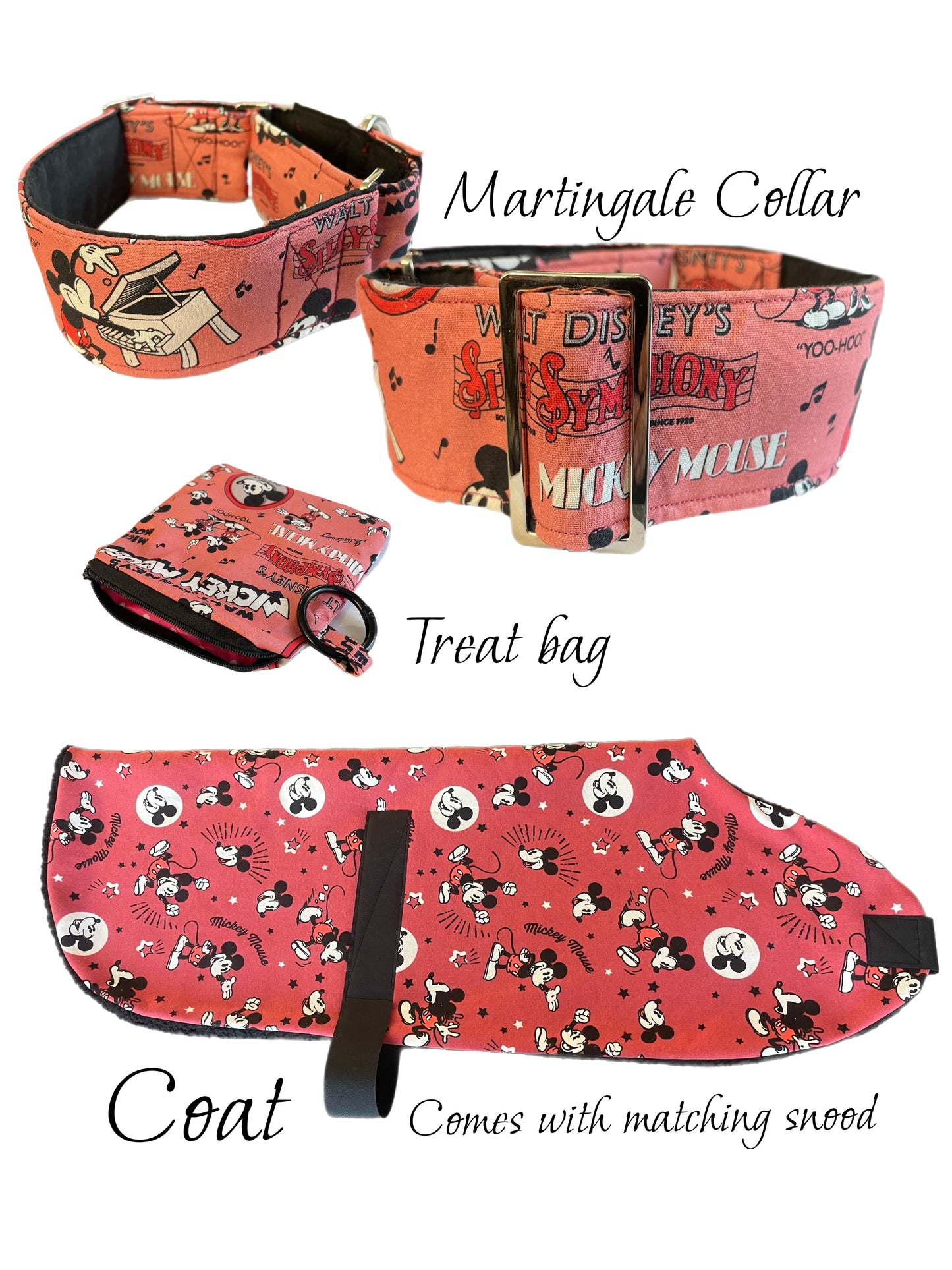 Silly Symphony Mickey Mouse Greyhound Martingale collar cotton wide 50cms