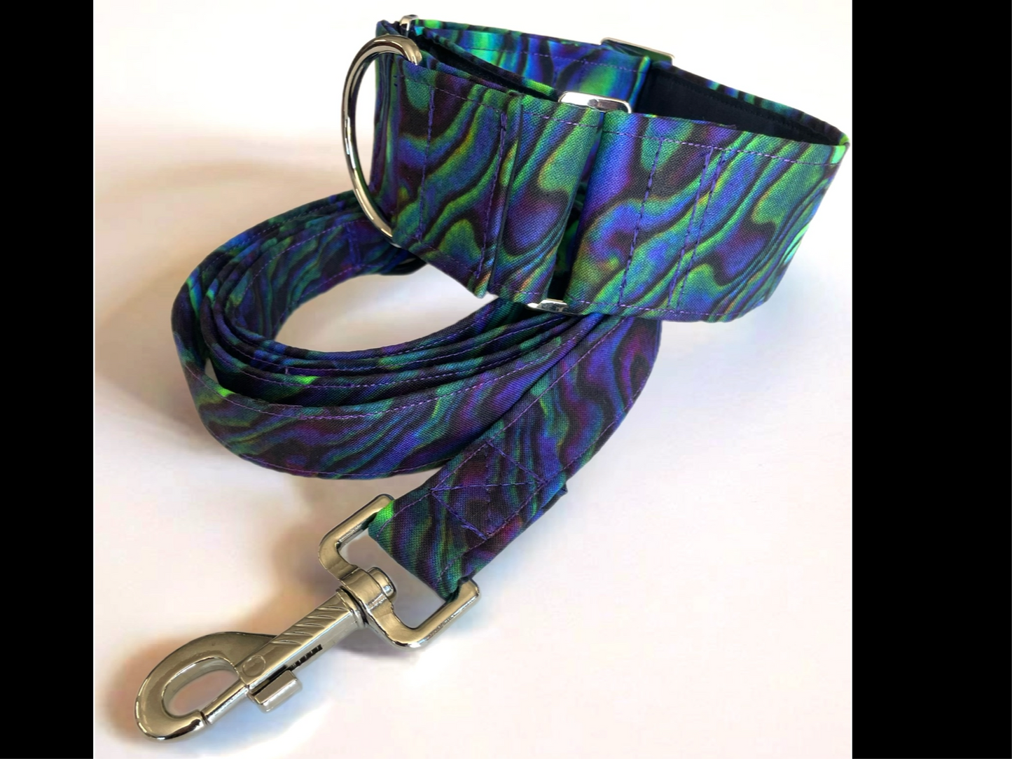 Abalone shell design greyhound Martingale collar cotton covered super soft
