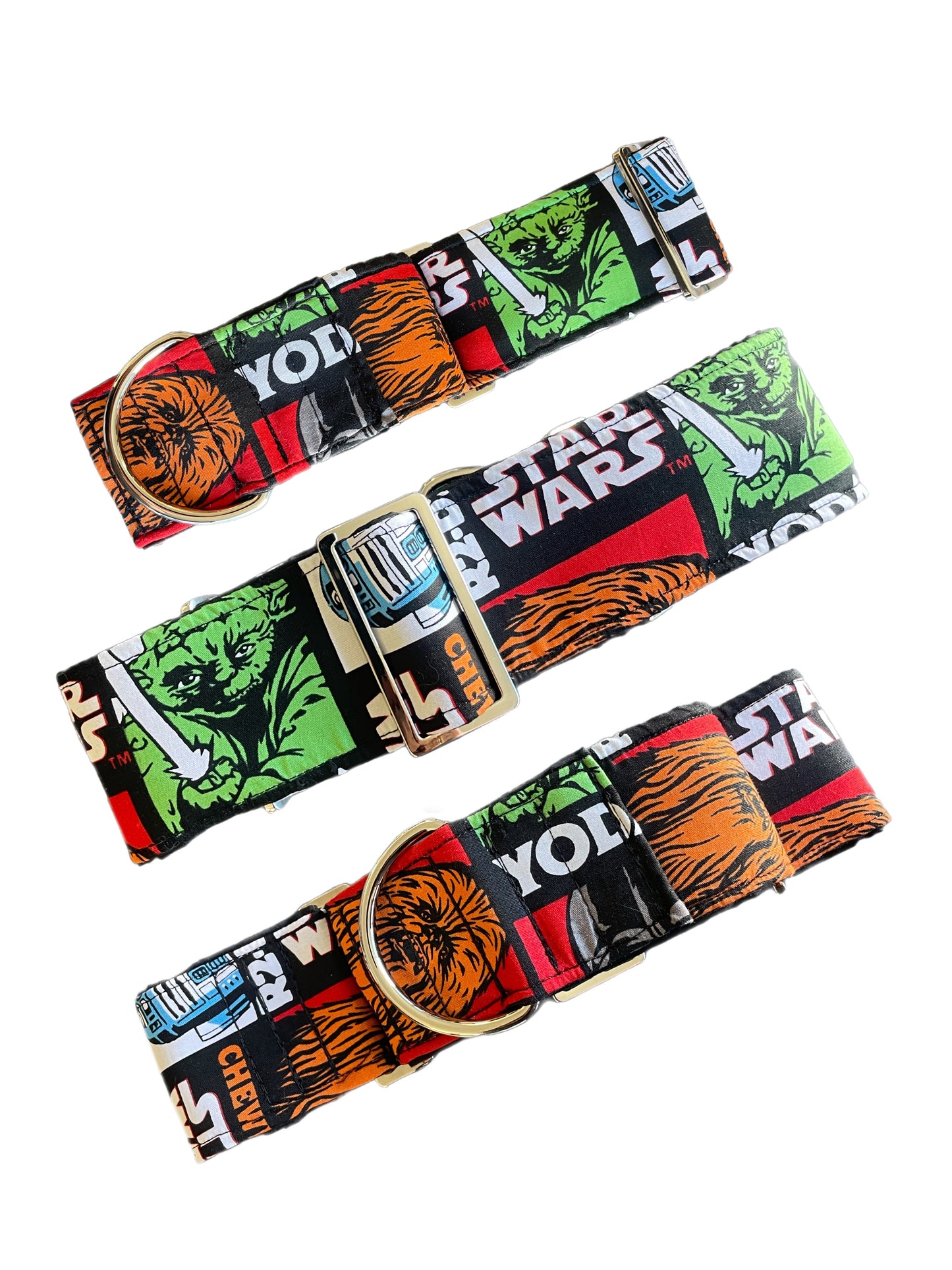 Star Wars bold greyhound Martingale collar cotton fabric covered 50mm width soft