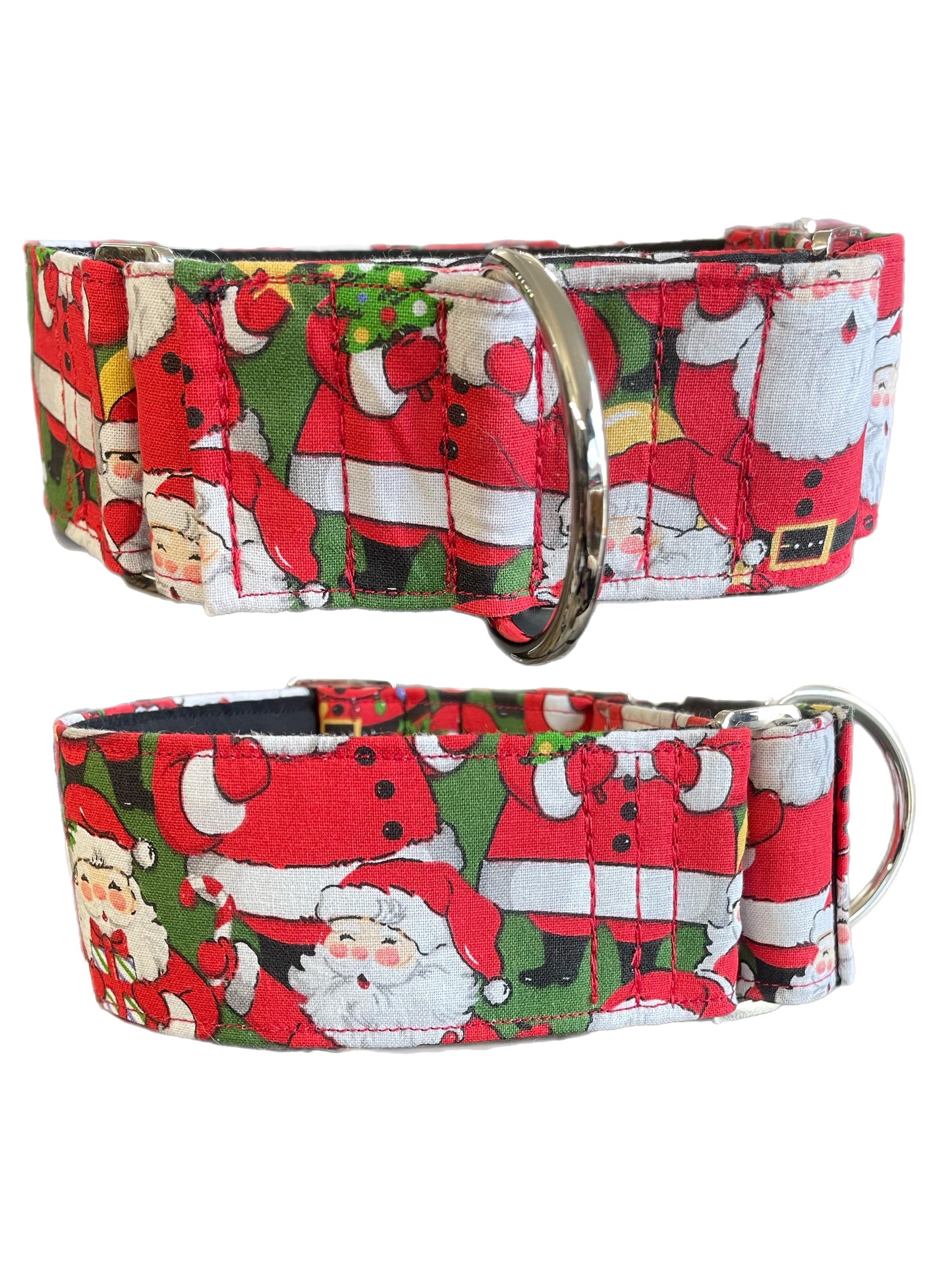 Merry making Christmas Santa Cotton covered greyhound Martingale collar 50mm width super soft