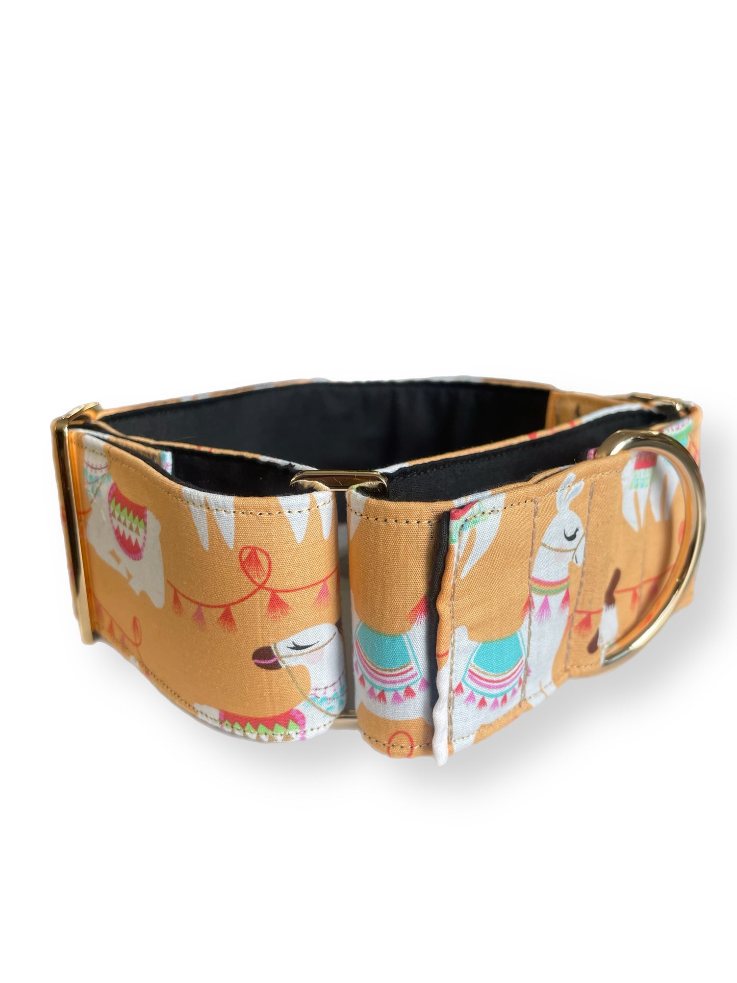 Peachy alpaca llama Wide greyhound Martingale collar 50mm width super soft