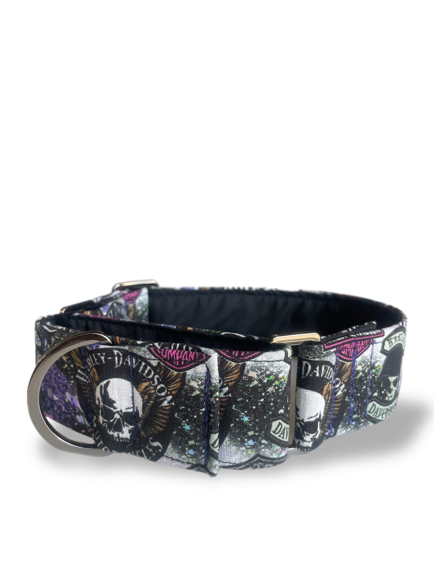 Cotton covered greyhound Martingale collar ‘Harley’ design wide super soft