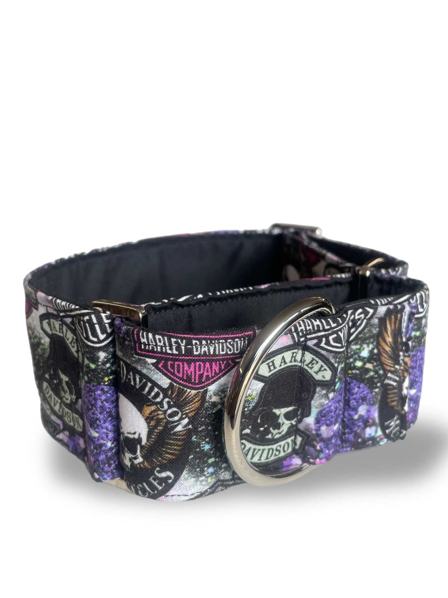 Cotton covered greyhound Martingale collar ‘Harley’ design wide super soft