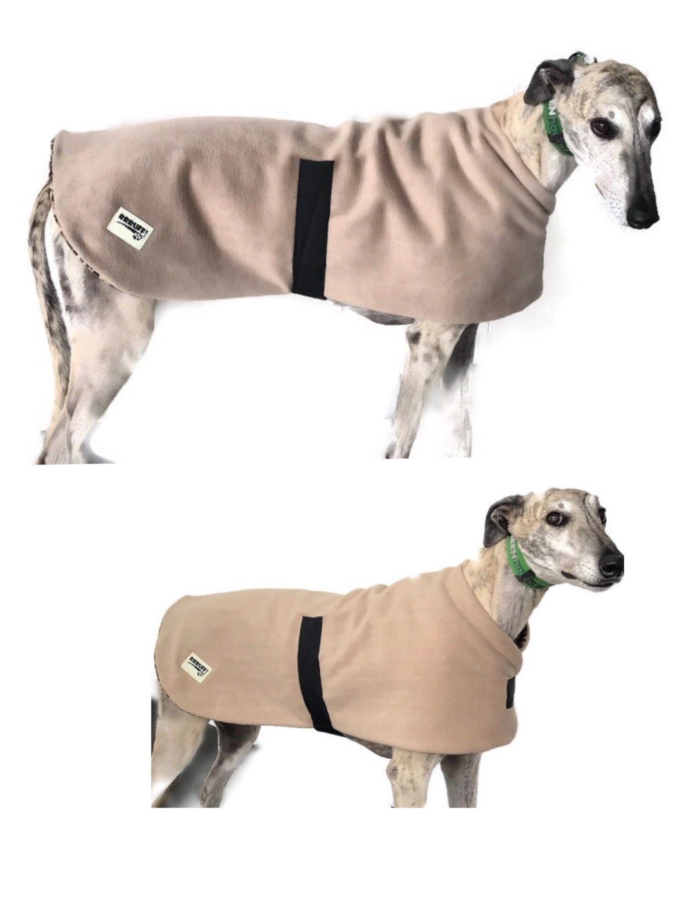 Simply black classic style Greyhound coat in thick double fleece washable