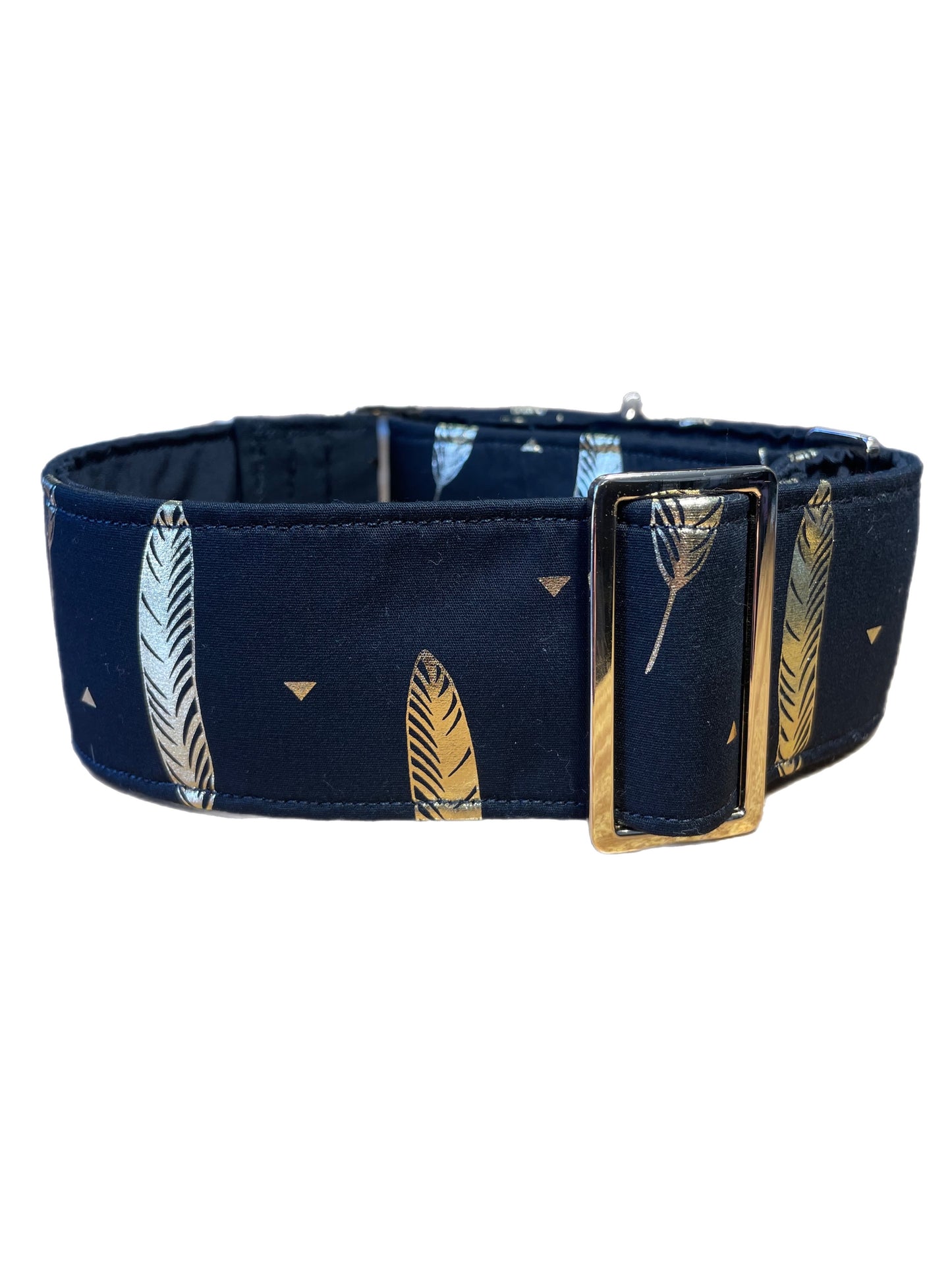 Black with Gold shimmer design Cotton covered greyhound Martingale collar 50mm width