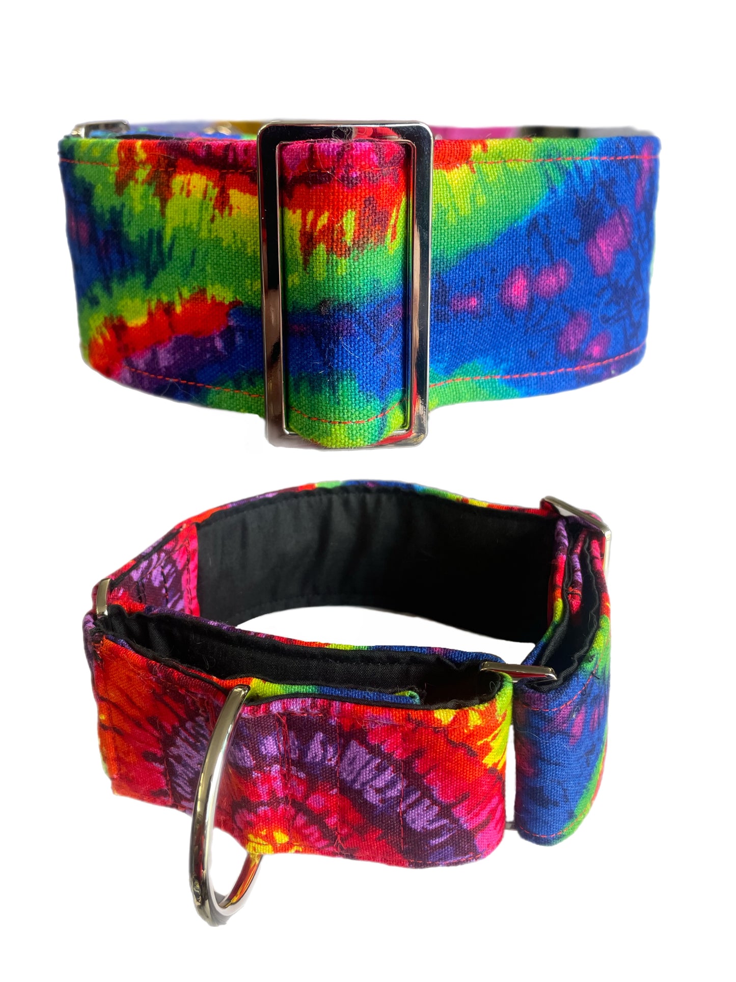 Retro tie dye Wide Martingale collar sturdy cotton 50mm width
