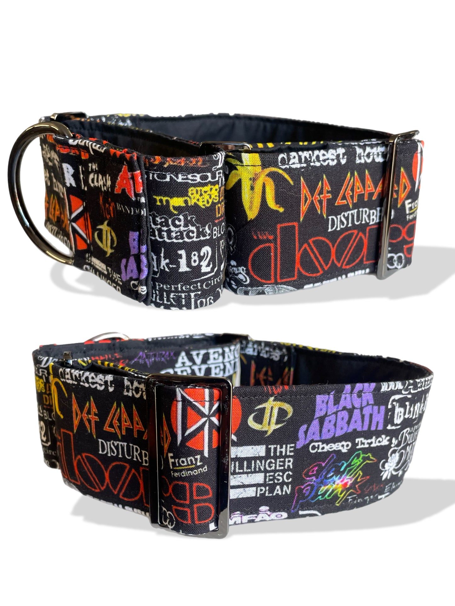 The coolest black based Martingale collar greyhound collar cotton super soft fabric