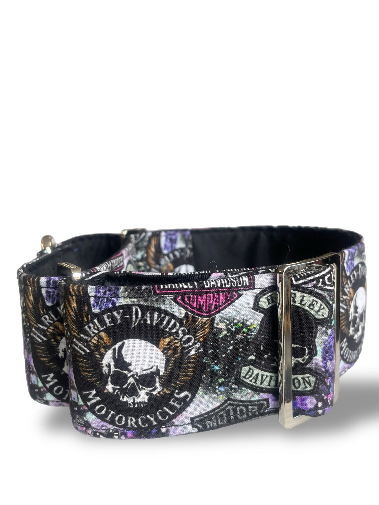 Cotton covered greyhound Martingale collar ‘Harley’ design wide super soft