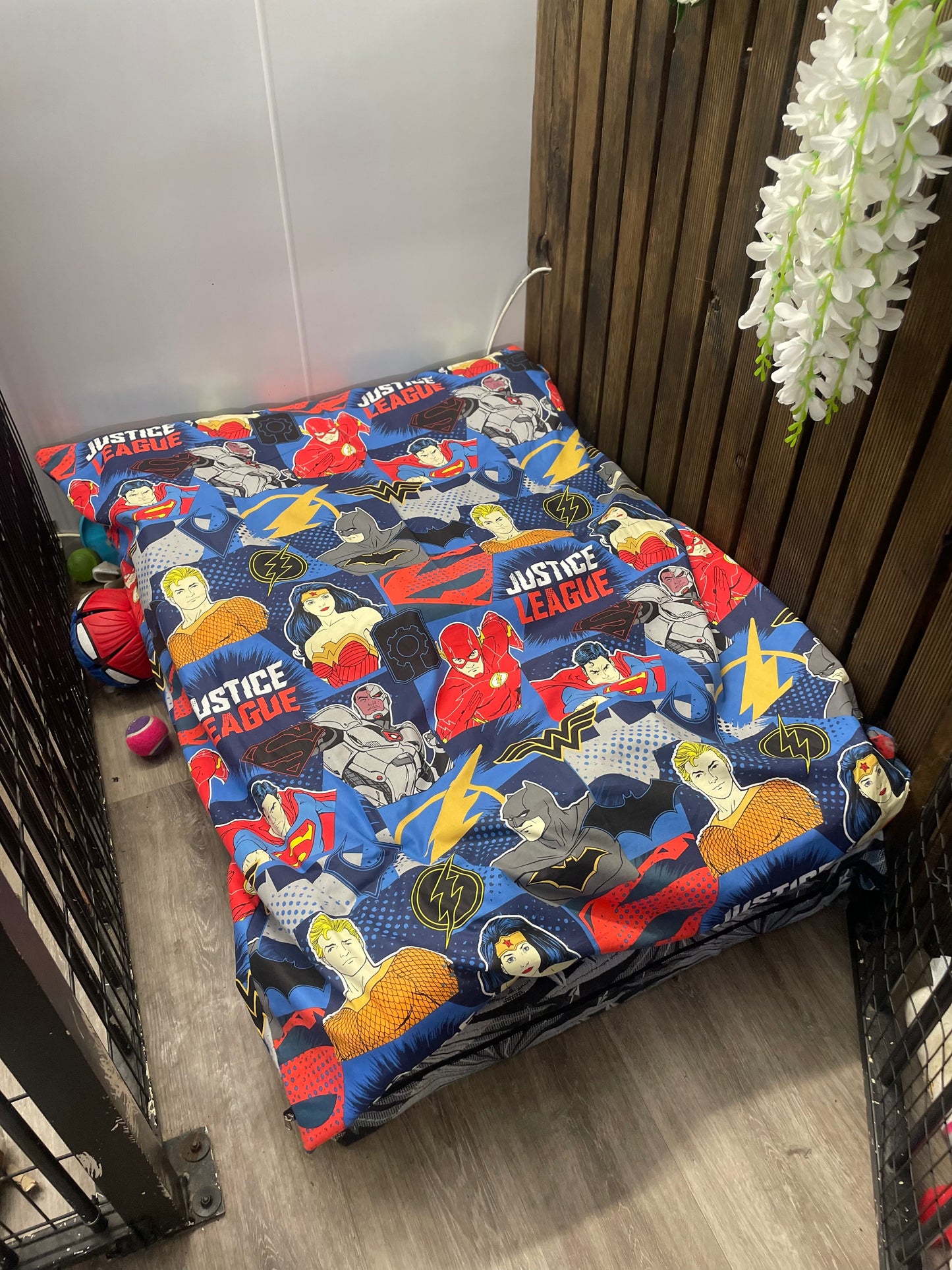 Cotton fabric ‘Justice League’ print DIY Dog Bed cover only dogbed
