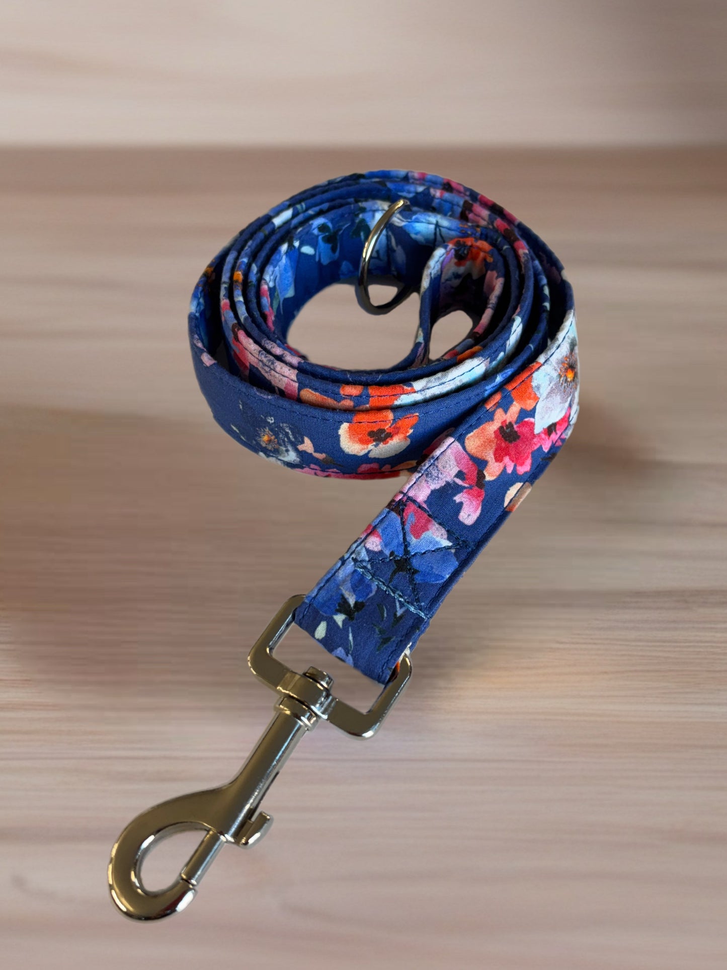 Blue hues of romantic flowers design greyhound Martingale collar cotton covered super soft