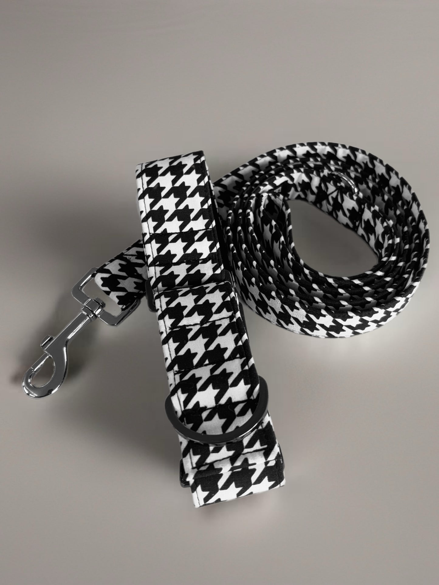 Houndstooth black and white Greyhound Martingale collar cotton covered super soft