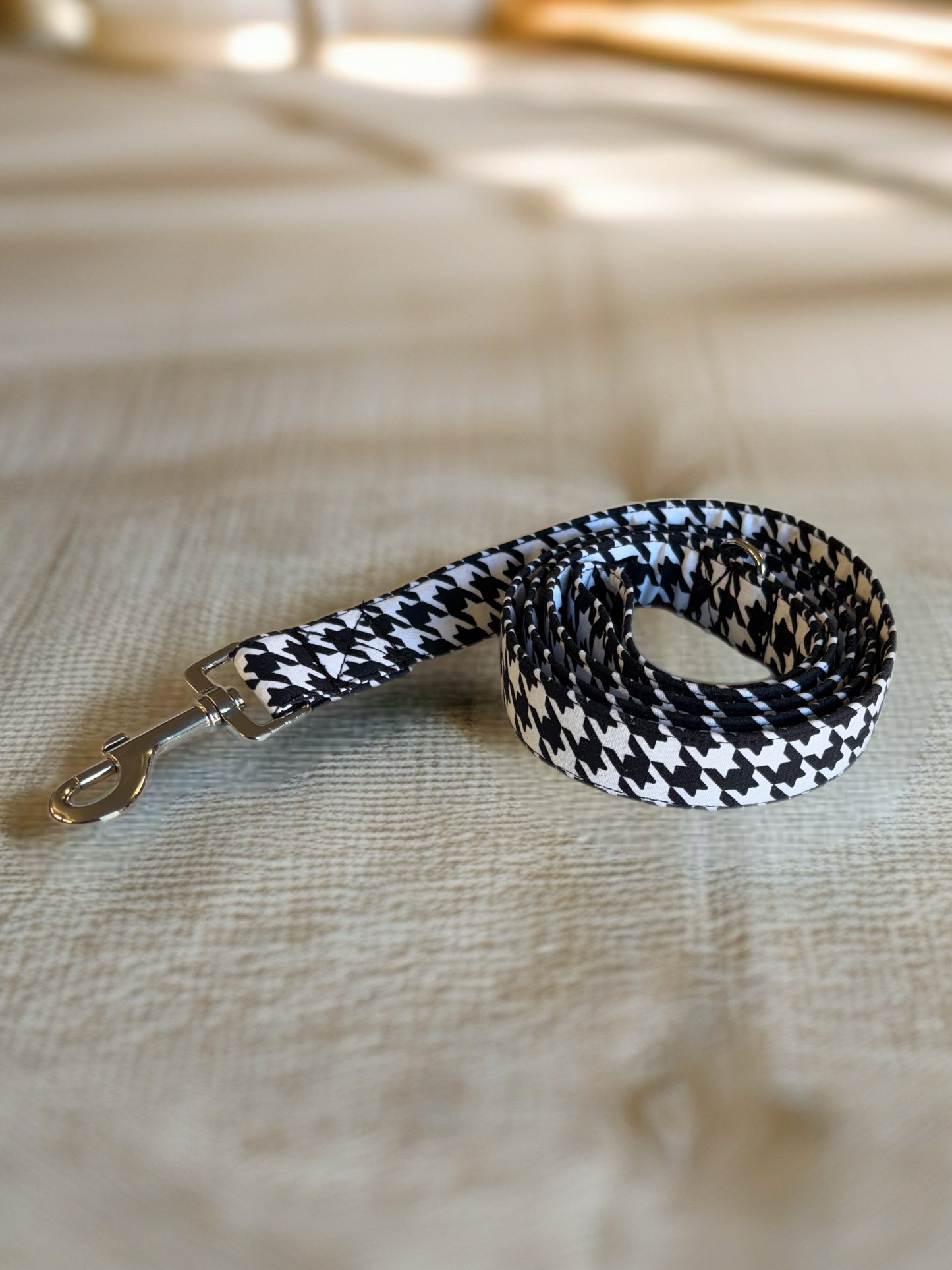 Houndstooth black and white Greyhound Martingale collar cotton covered super soft