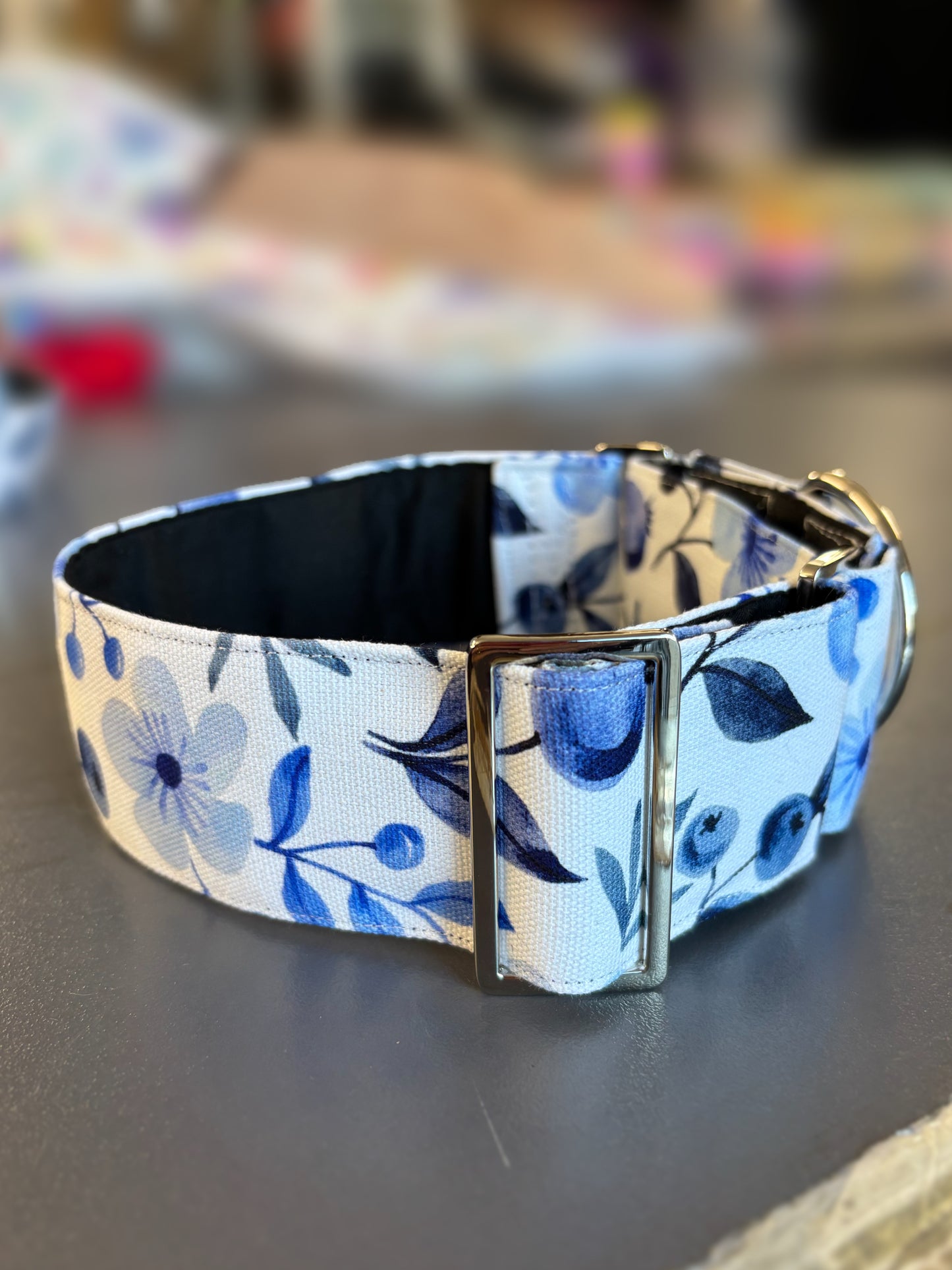 Blue blossom Greyhound Martingale collar cotton covered super soft