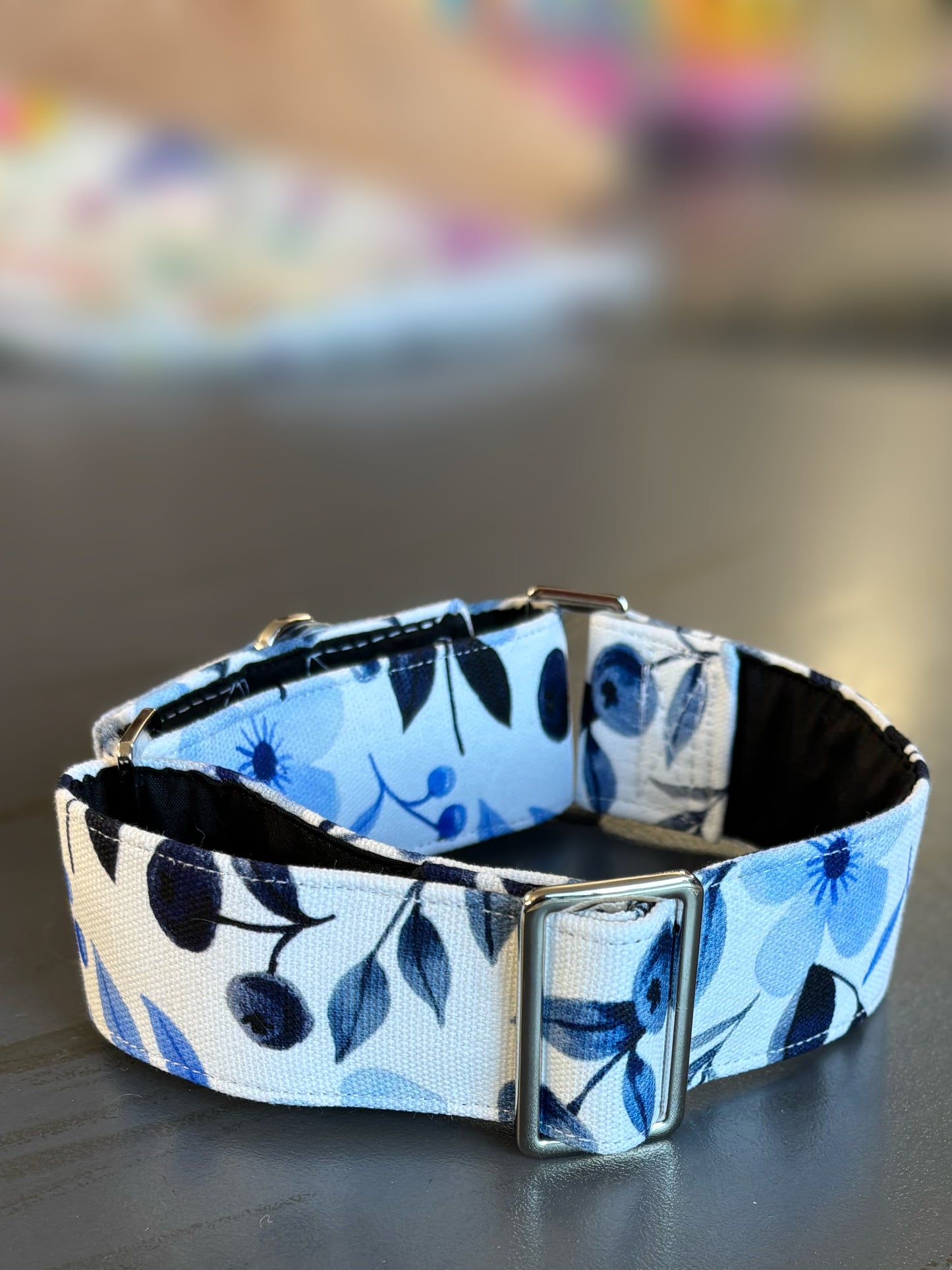 Blue blossom Greyhound Martingale collar cotton covered super soft