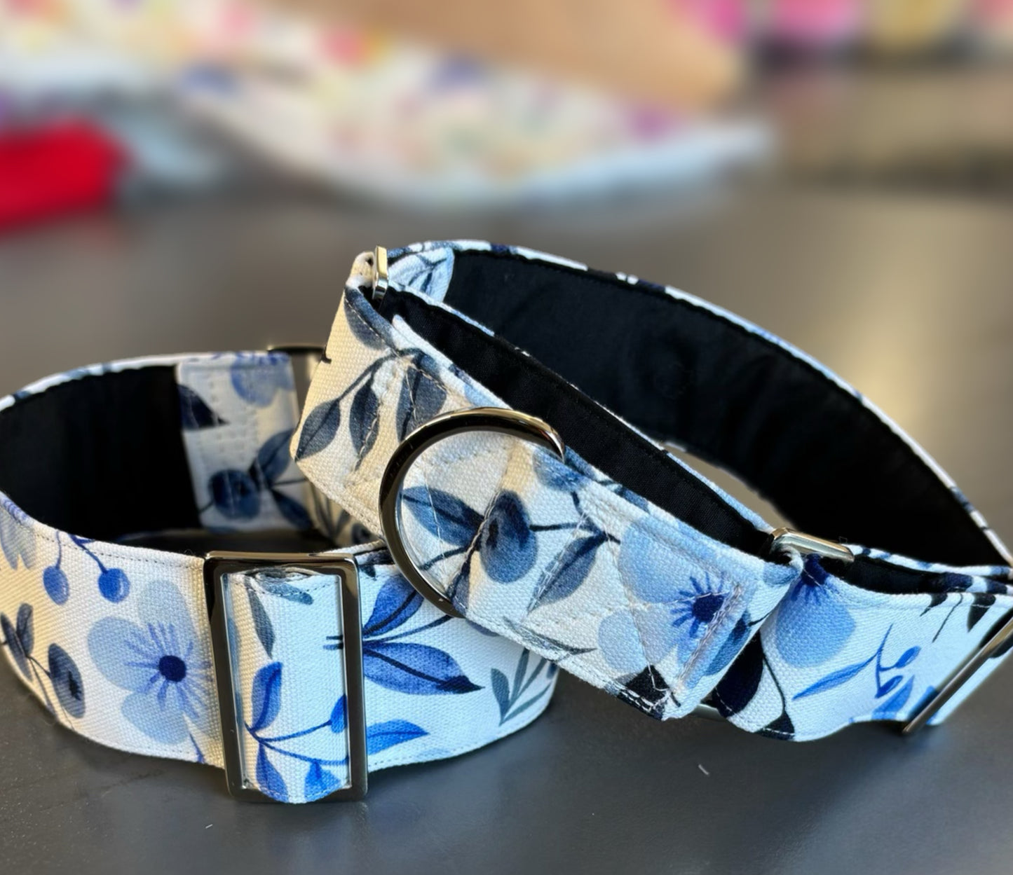 Blue blossom Greyhound Martingale collar cotton covered super soft