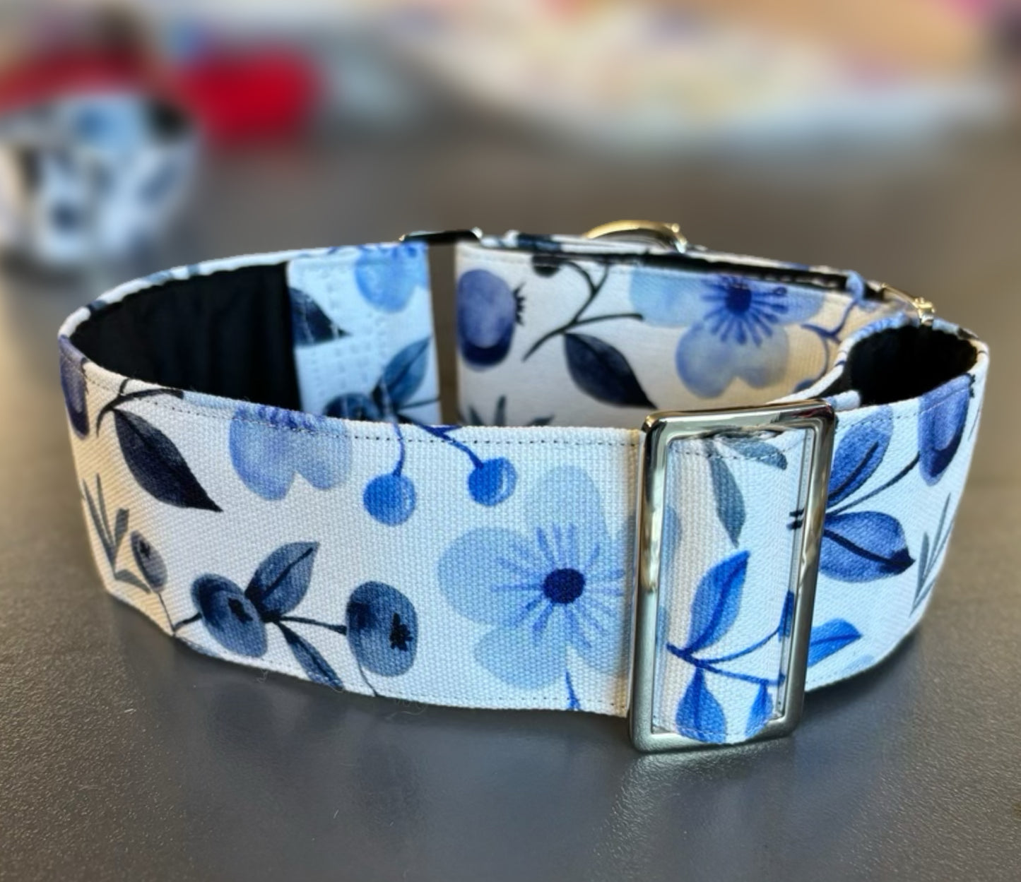 Blue blossom Greyhound Martingale collar cotton covered super soft