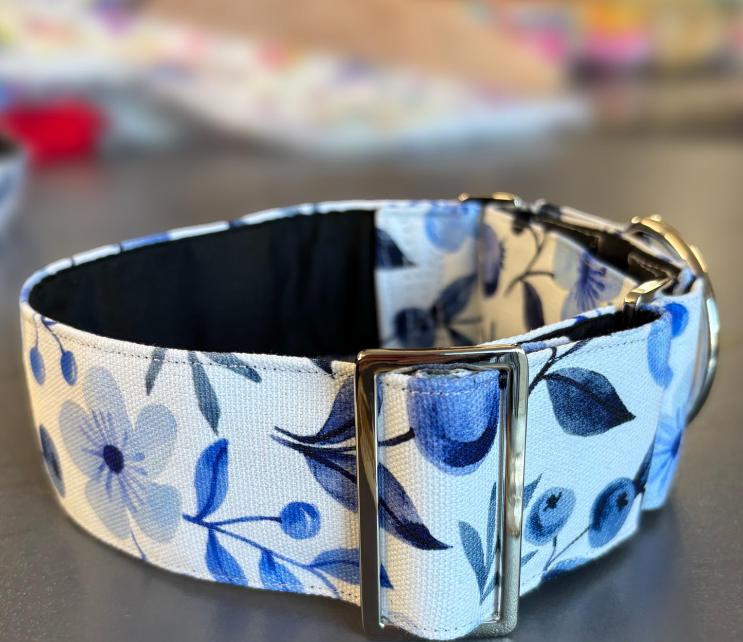 Blue blossom Greyhound Martingale collar cotton covered super soft