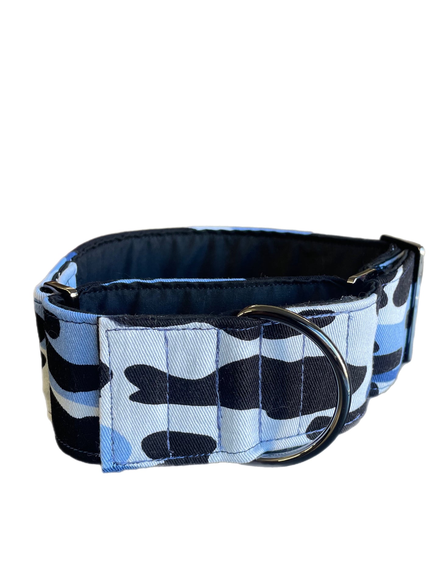 Martingale collar greyhound collar navy blue Cammo design cotton fabric