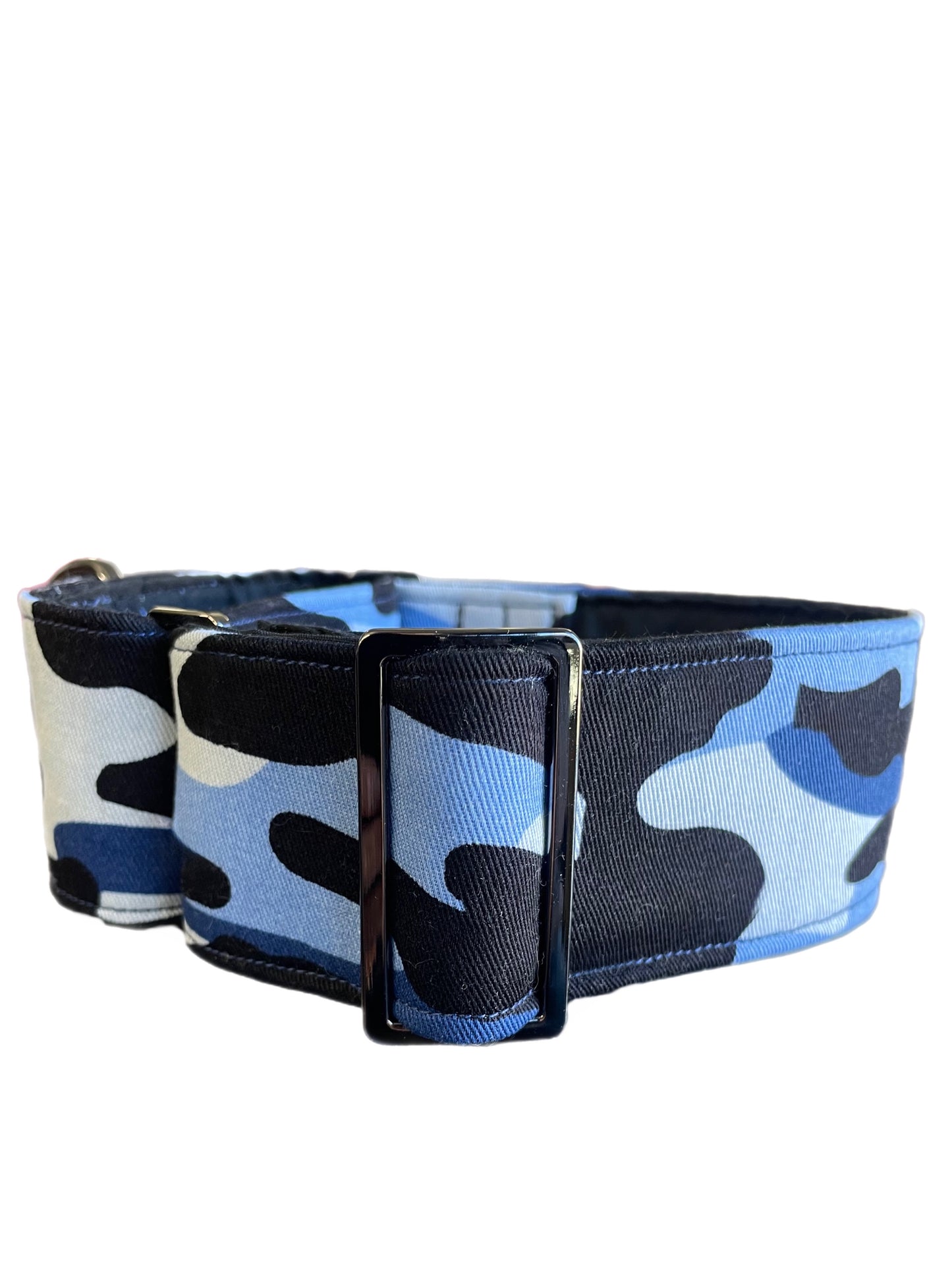 Martingale collar greyhound collar navy blue Cammo design cotton fabric