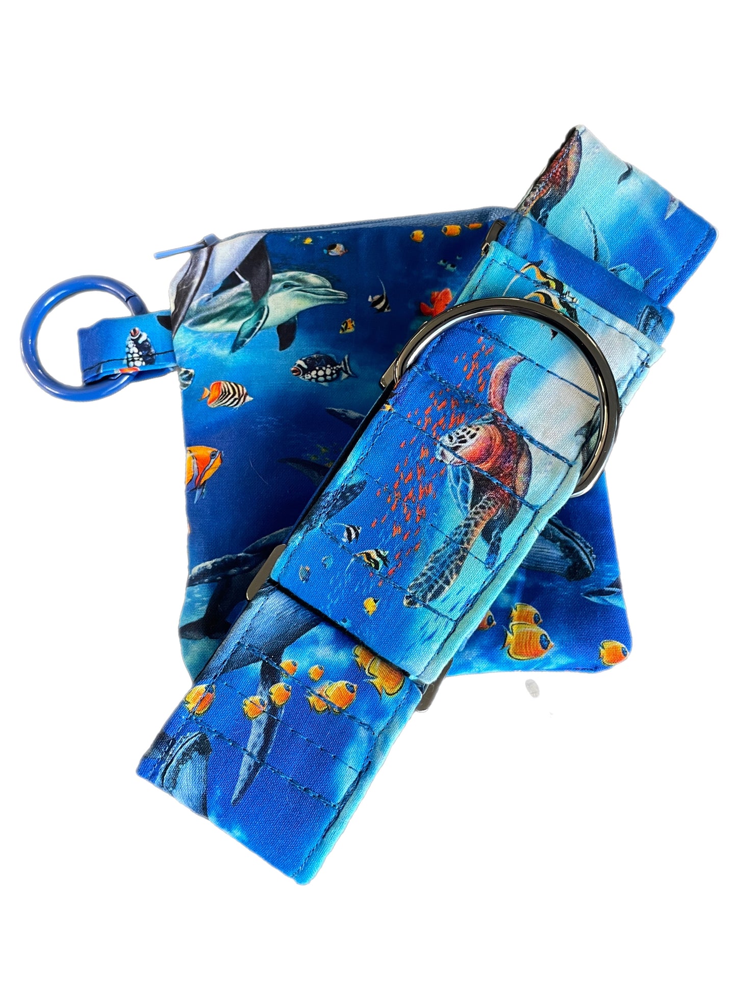 Marine life Greyhound Martingale collar dolphins turtle fish cotton covered 50mm width super soft