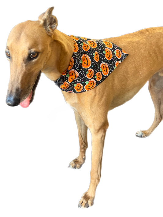 Halloween Bandana for the large dog greyhound staffy labradoodle reversible, cotton