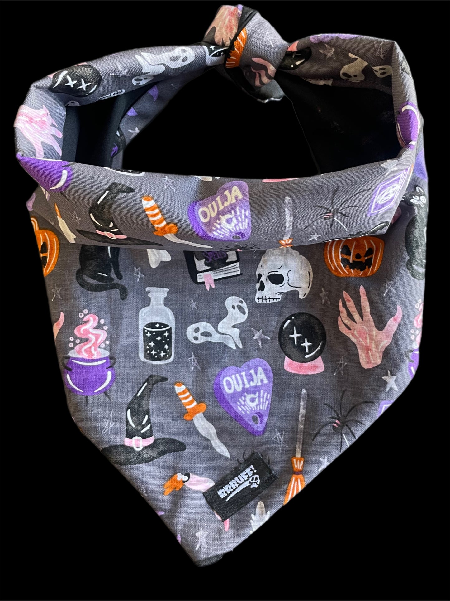 Halloween Bandana for the large dog greyhound staffy labradoodle reversible, cotton