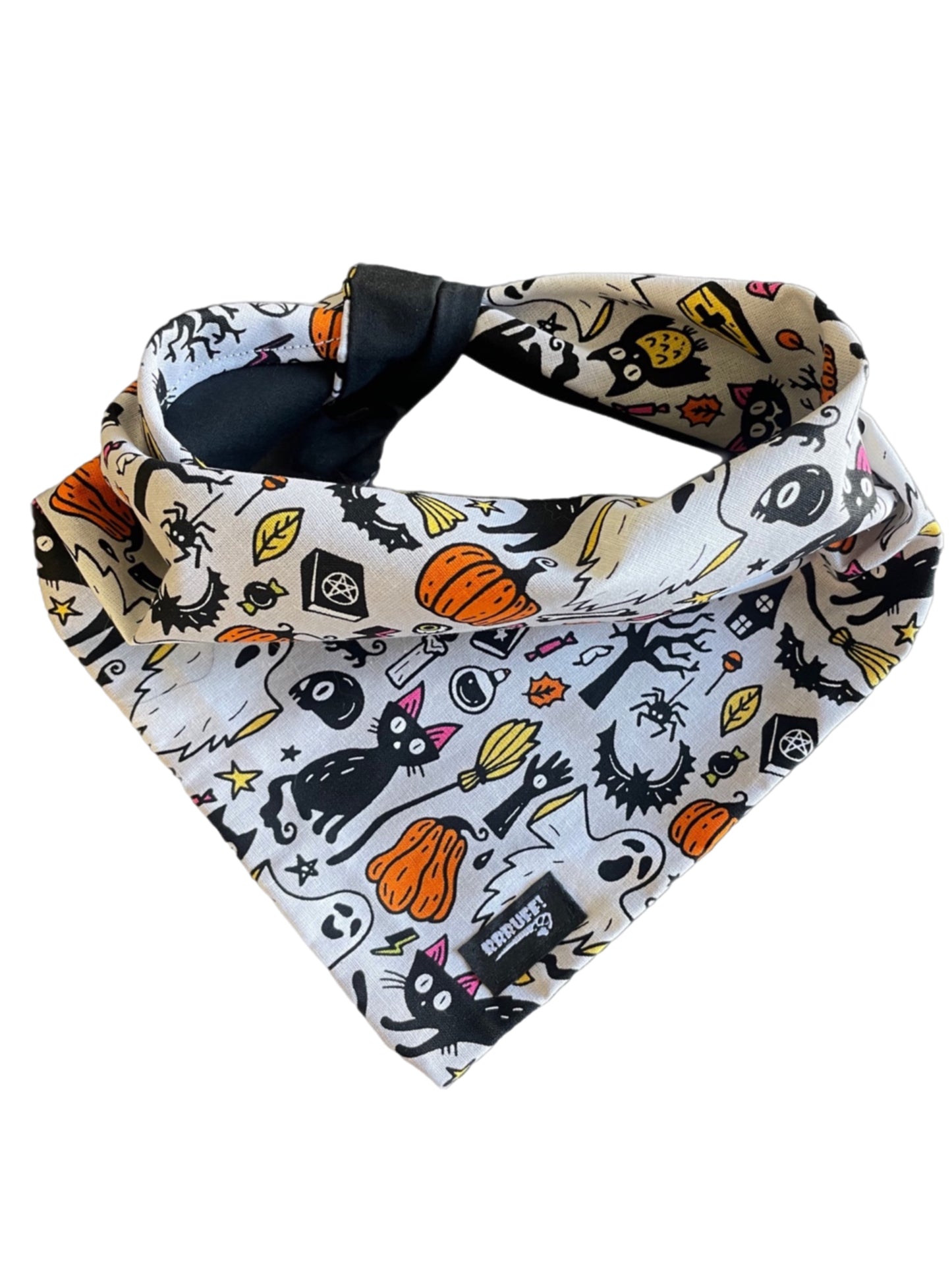 Halloween Bandana for the large dog greyhound staffy labradoodle reversible, cotton